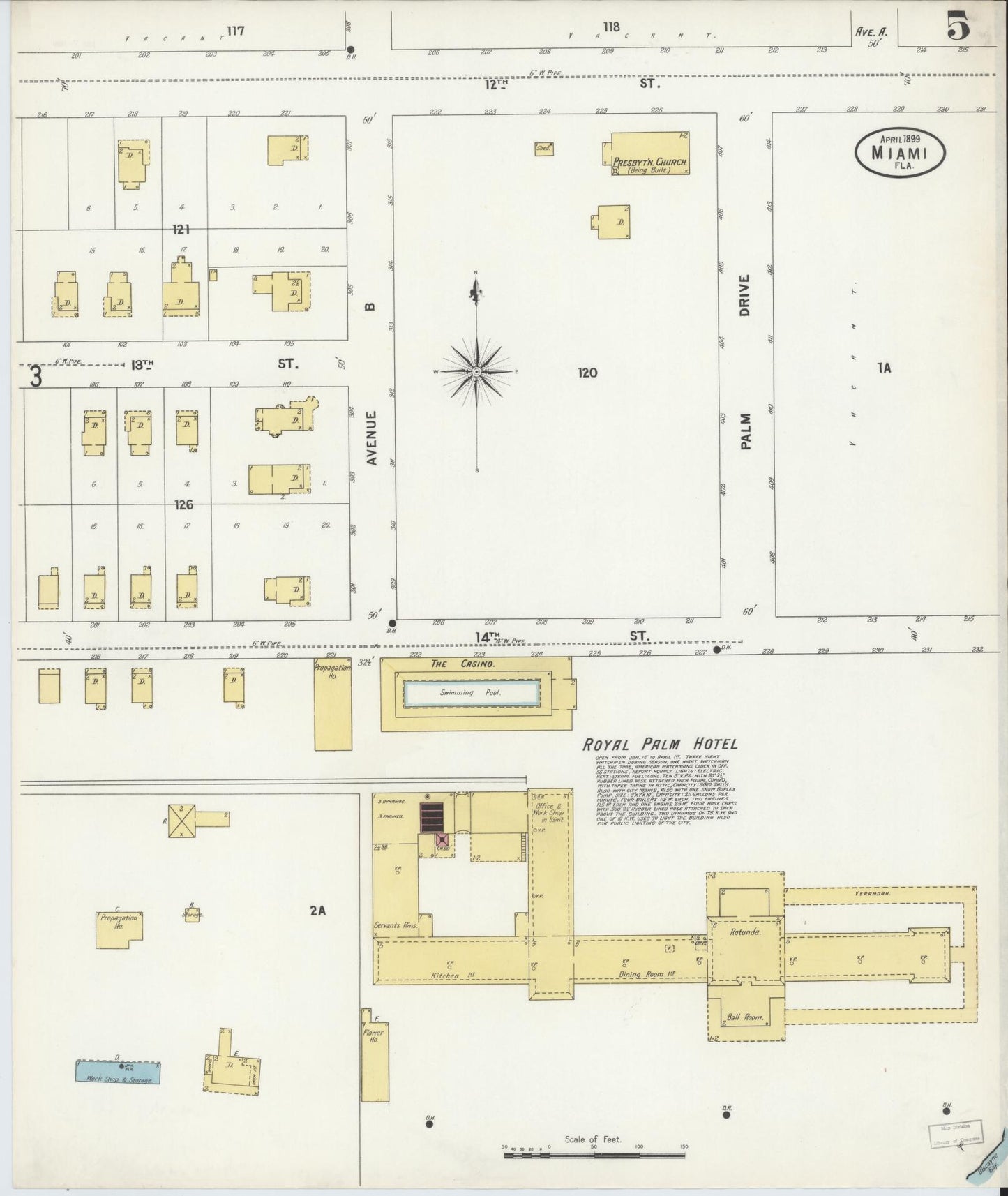 Sanborn Fire Insurance Map from Miami, Dade County, Florida (1899), Sheet #0005 - Complete Map Set gallery image, historic Sanborn map, vintage wall art, Florida Florida