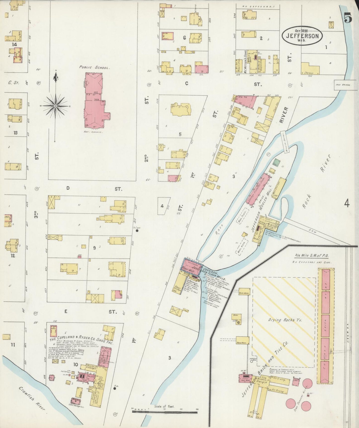 Sanborn Fire Insurance Map from Jefferson, Jefferson County, Wisconsin (1898), Sheet #0005 - Complete Map Set gallery image, historic Sanborn map, vintage wall art, Wisconsin Wisconsin