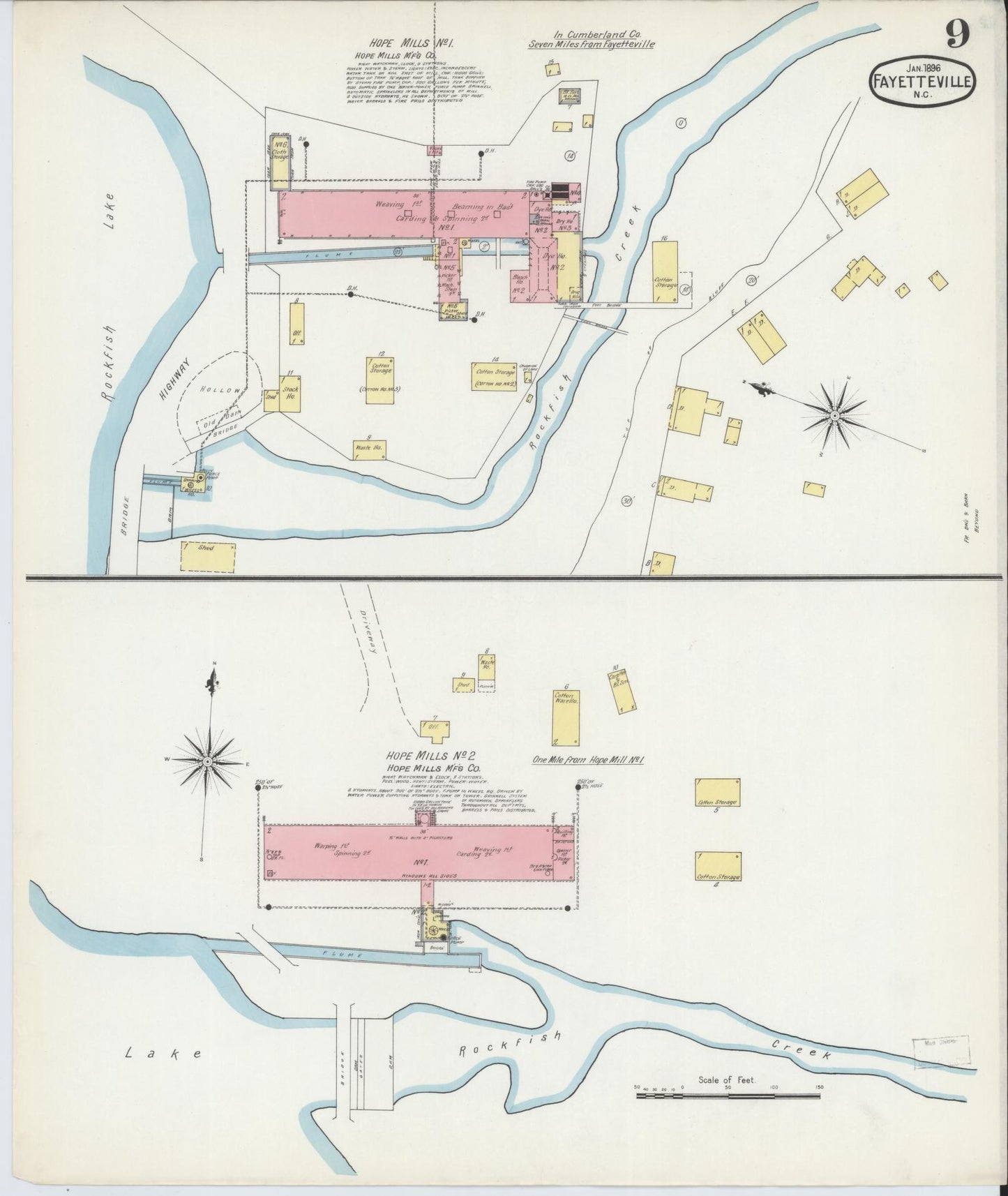 Sanborn Fire Insurance Map from Fayetteville, Cumberland County, North Carolina (1896), Sheet #0009 - Complete Map Set gallery image, historic Sanborn map, vintage wall art, North Carolina North Carolina