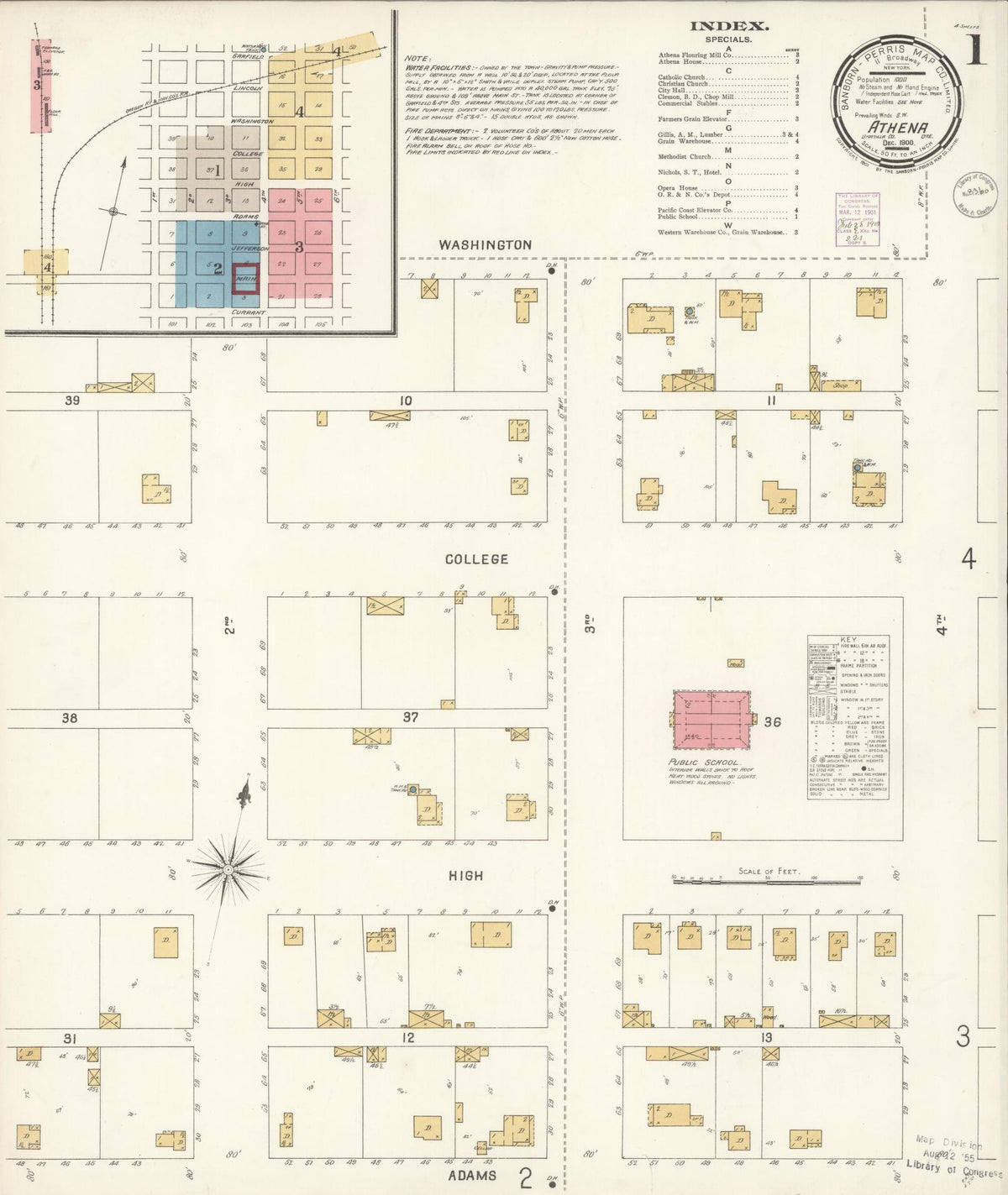 Sanborn Fire Insurance Map from Athena, Umatilla County, Oregon (1900), Sheet #0001 - Historic Sanborn Fire Insurance Map Print, vintage old map wall art, antique decor, genealogy gift, Oregon Oregon map