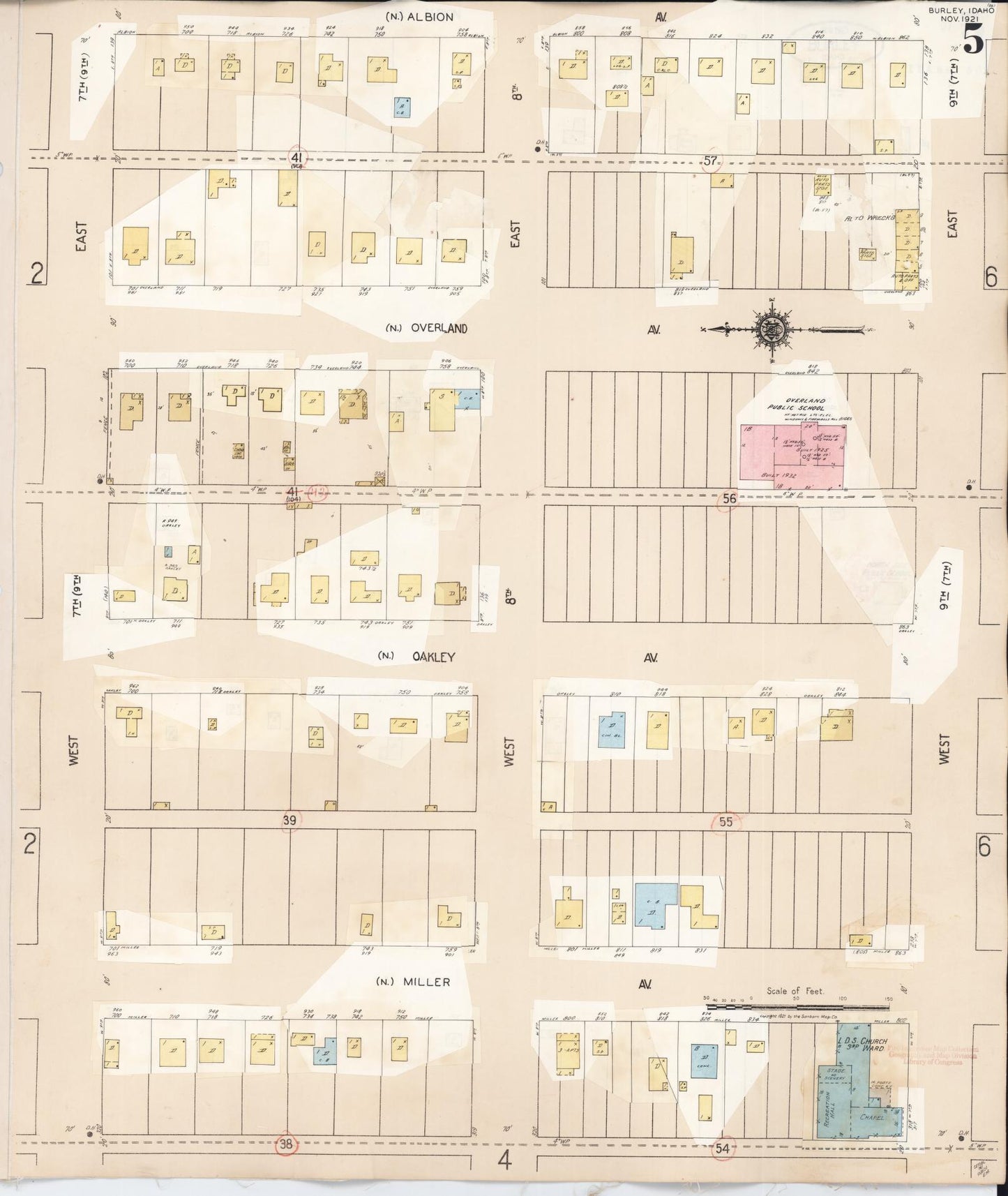 Sanborn Fire Insurance Map from Burley, Cassia County, Idaho (1949), Sheet #0005 - Historic Sanborn Fire Insurance Map Print, vintage old map wall art, antique decor, genealogy gift, Idaho Idaho map