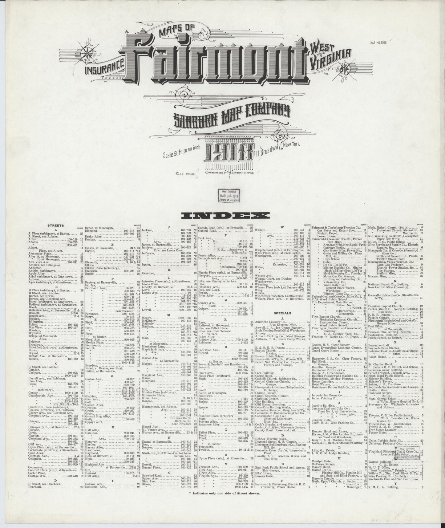 Sanborn Fire Insurance Map from Fairmont, Marion County, West Virginia. (1918) – Historic Sanborn Fire Insurance Map Print