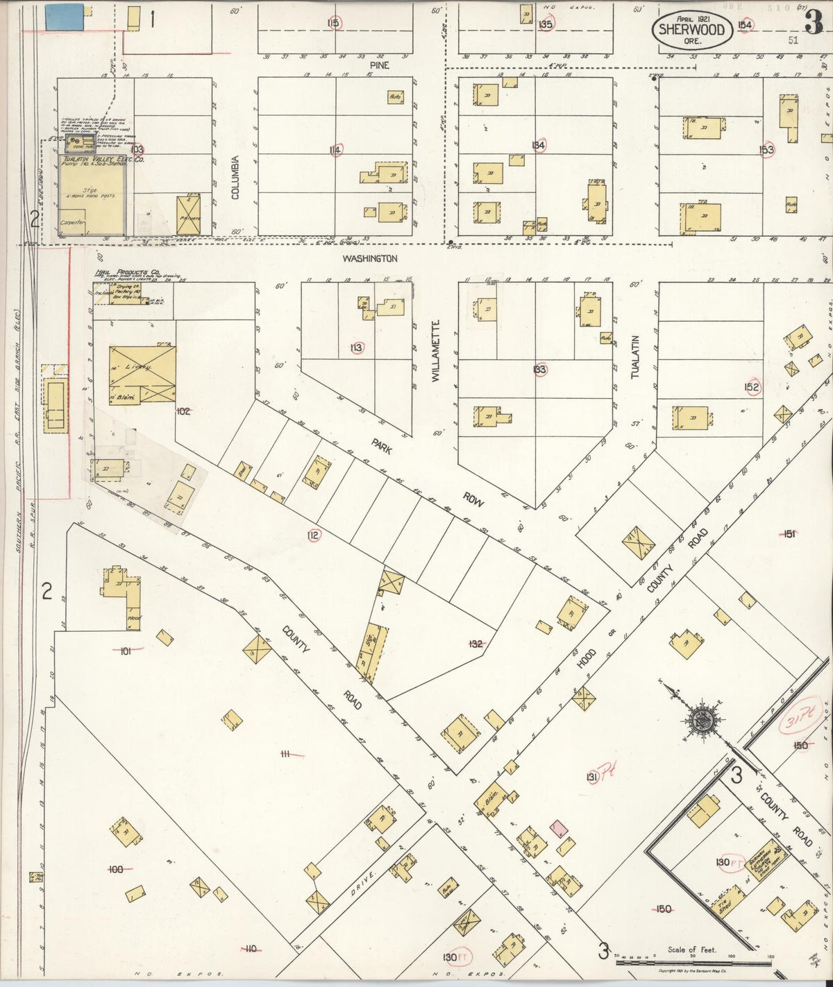 Sanborn Fire Insurance Map from Sherwood, Washington County, Oregon (1929), Sheet #0003 - Historic Sanborn Fire Insurance Map Print, vintage old map wall art, antique decor, genealogy gift, Oregon Oregon map