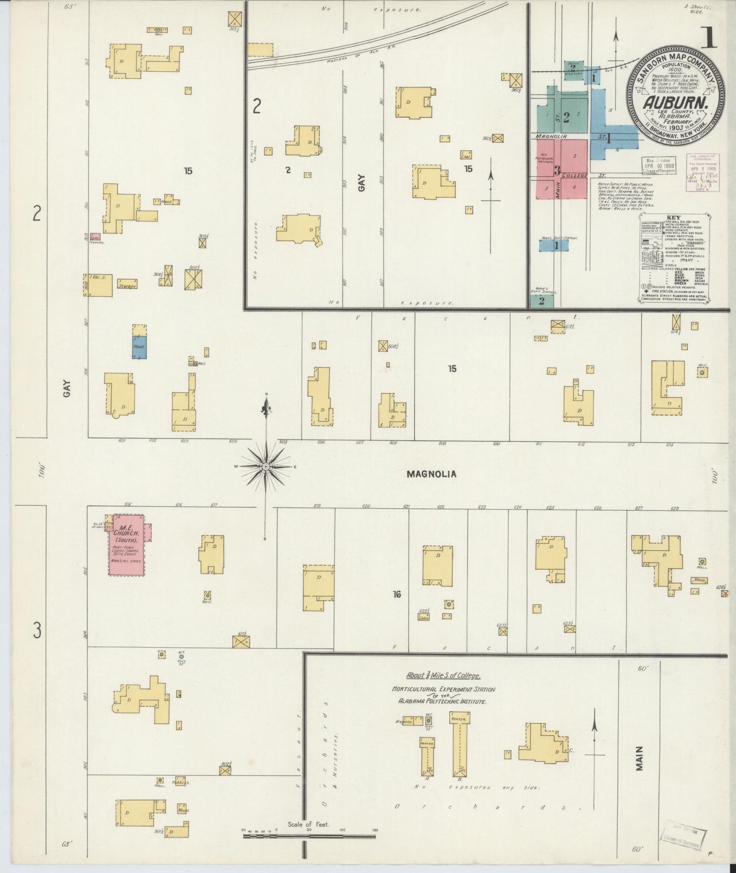 Sanborn Fire Insurance Map from Auburn, Lee County, Alabama. (1903) – Historic Sanborn Fire Insurance Map Print