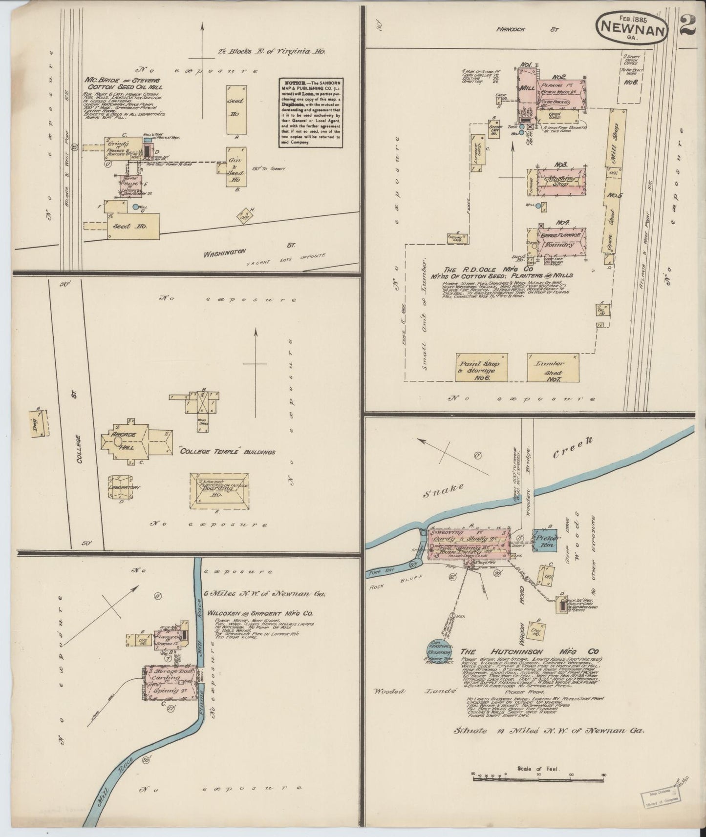 Sanborn Fire Insurance Map from Newnan, Coweta County, Georgia (1885), Sheet #0002 - Complete Map Set gallery image, historic Sanborn map, vintage wall art, Georgia Georgia