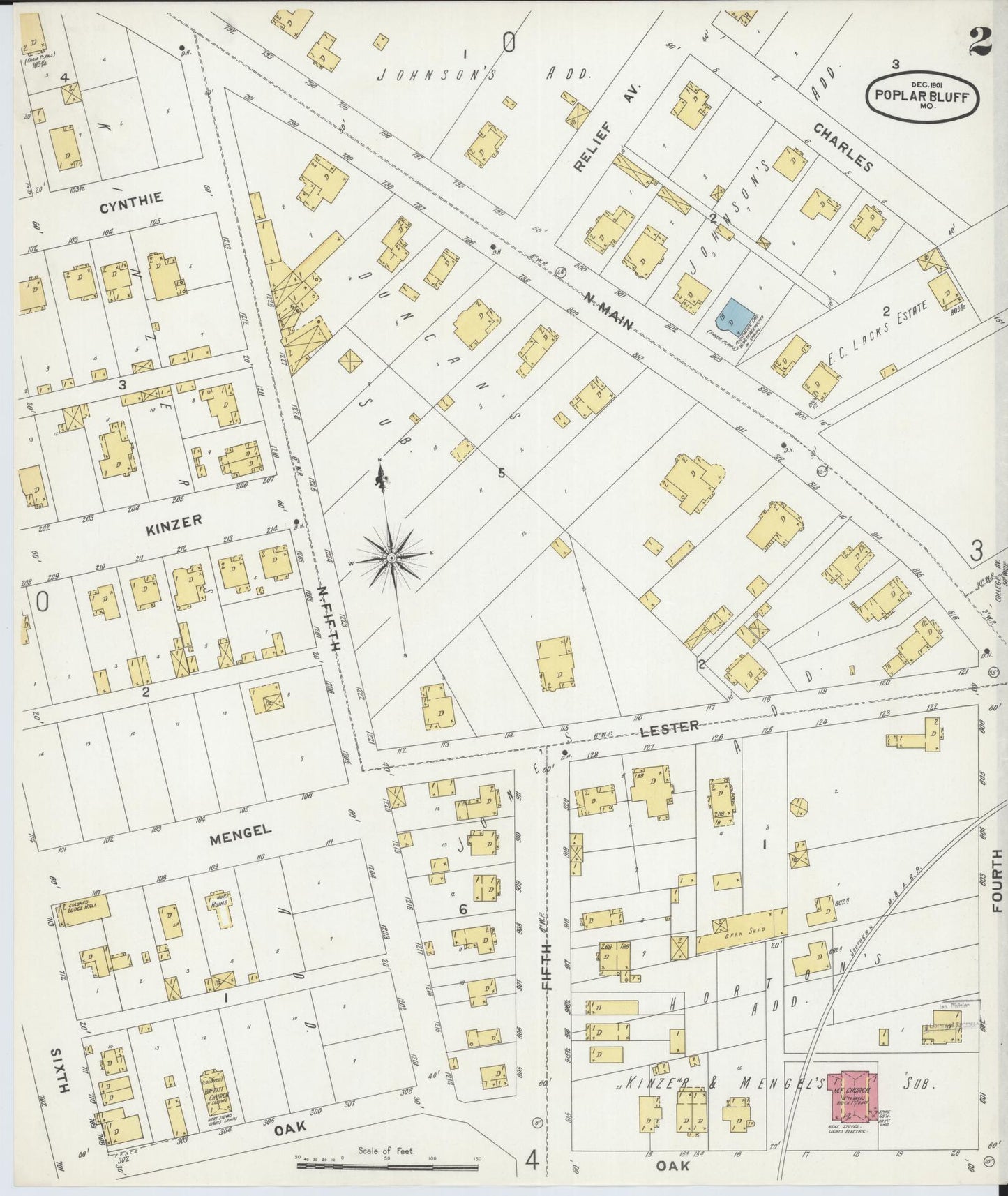 Sanborn Fire Insurance Map from Poplar Bluff, Butler County, Missouri (1901), Sheet #0002 - Historic Sanborn Fire Insurance Map Print, vintage old map wall art, antique decor, genealogy gift, Missouri Missouri map