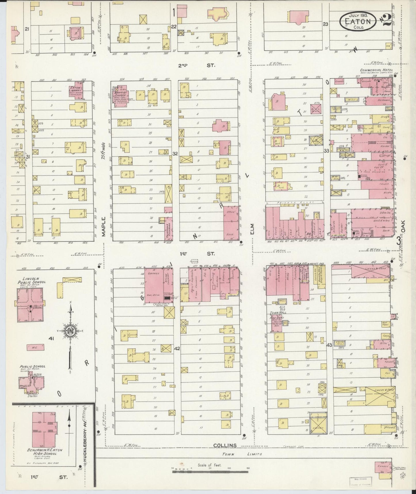 Sanborn Fire Insurance Map from Eaton, Weld County, Colorado (1913), Sheet #0002 - Historic Sanborn Fire Insurance Map Print, vintage old map wall art, antique decor, genealogy gift, Colorado Colorado map