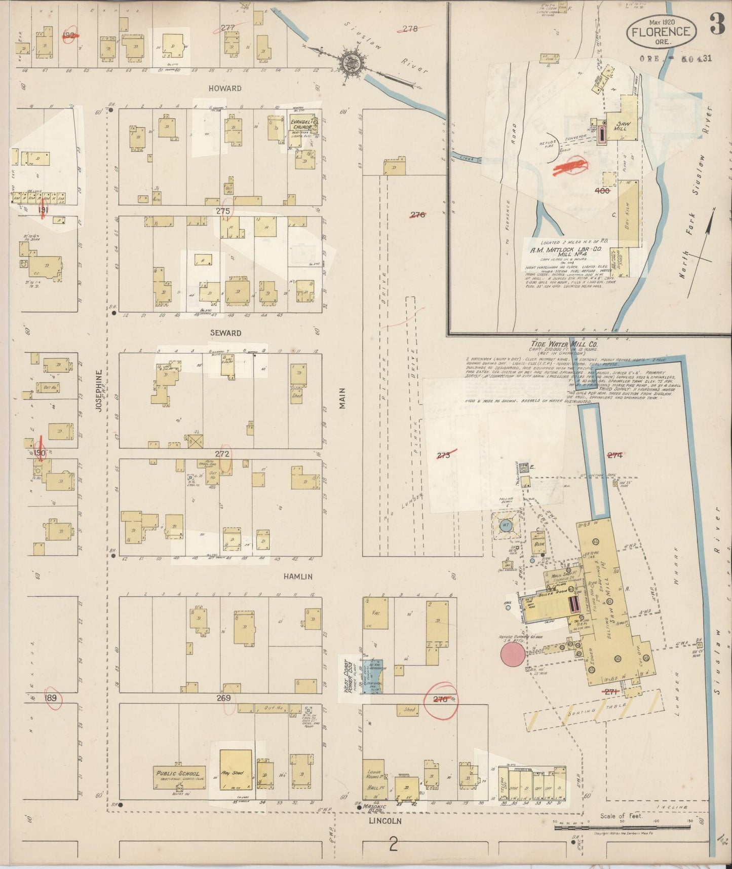 Sanborn Fire Insurance Map from Florence, Lane County, Oregon (1930), Sheet #0003 - Complete Map Set gallery image, historic Sanborn map, vintage wall art, Oregon Oregon
