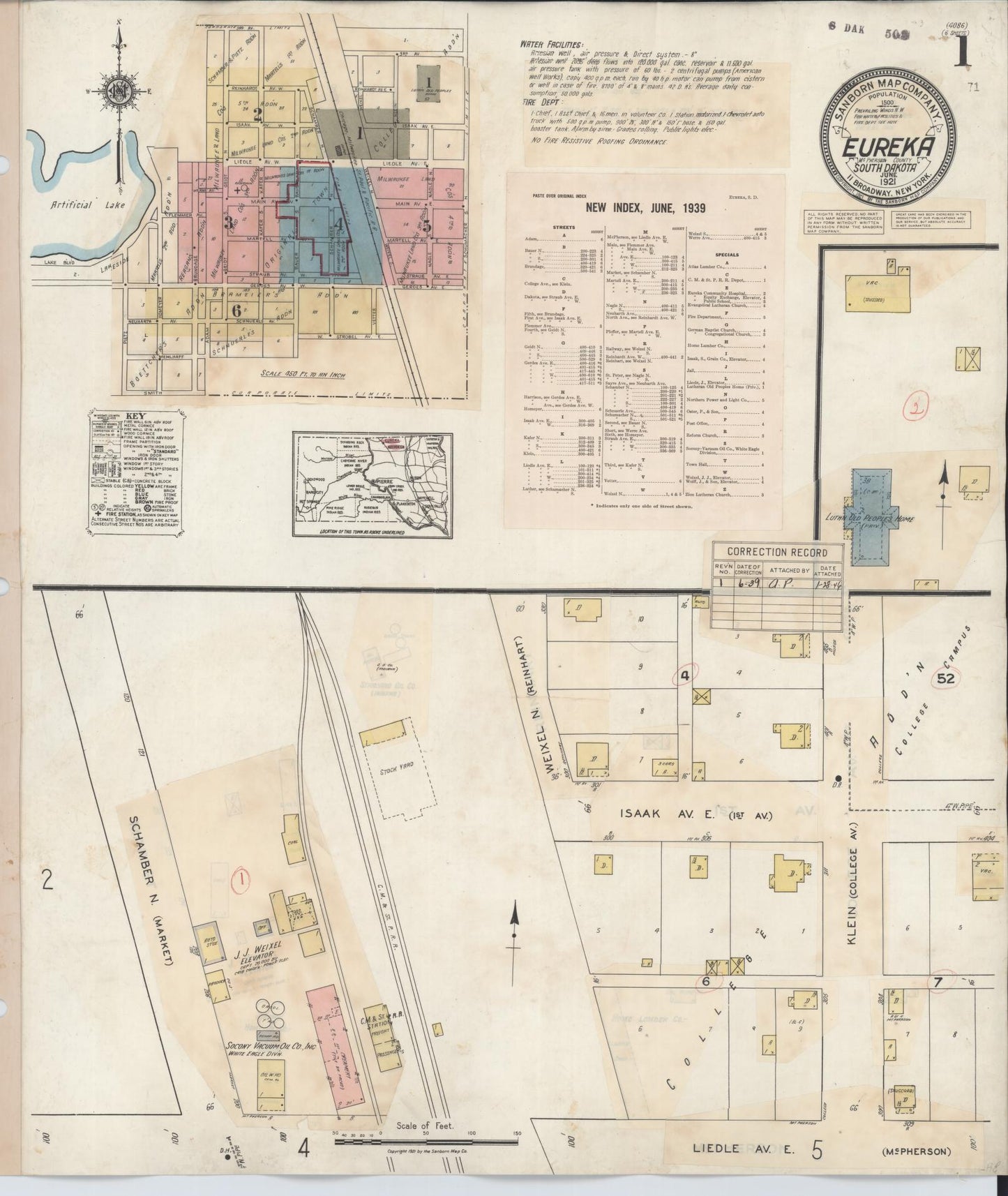 Sanborn Fire Insurance Map from Eureka, McPherson County, South Dakota. (1939) – Historic Sanborn Fire Insurance Map Print