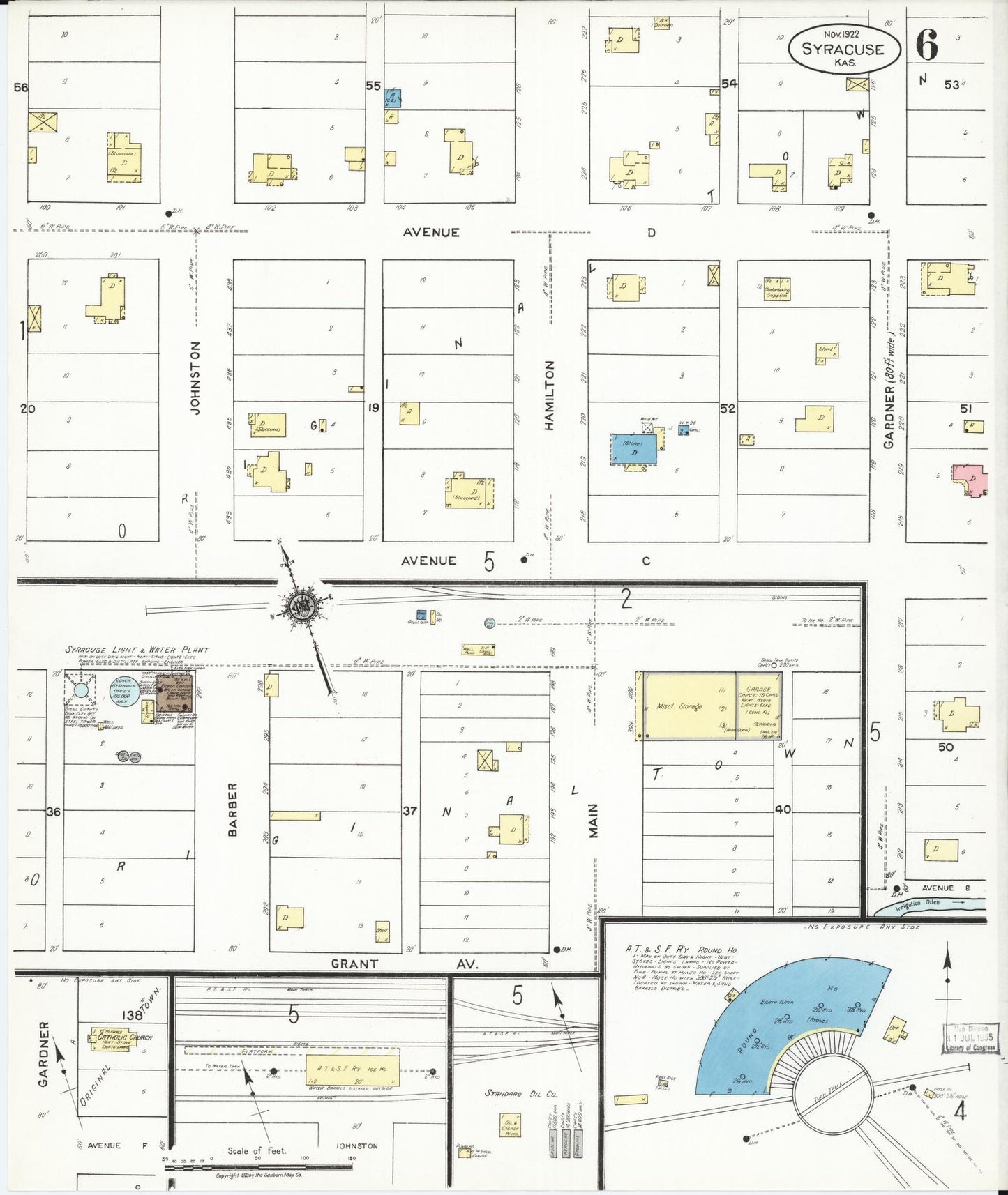 Sanborn Fire Insurance Map from Syracuse, Hamilton County, Kansas (1922), Sheet #0006 - Historic Sanborn Fire Insurance Map Print, vintage old map wall art, antique decor, genealogy gift, Kansas Kansas map