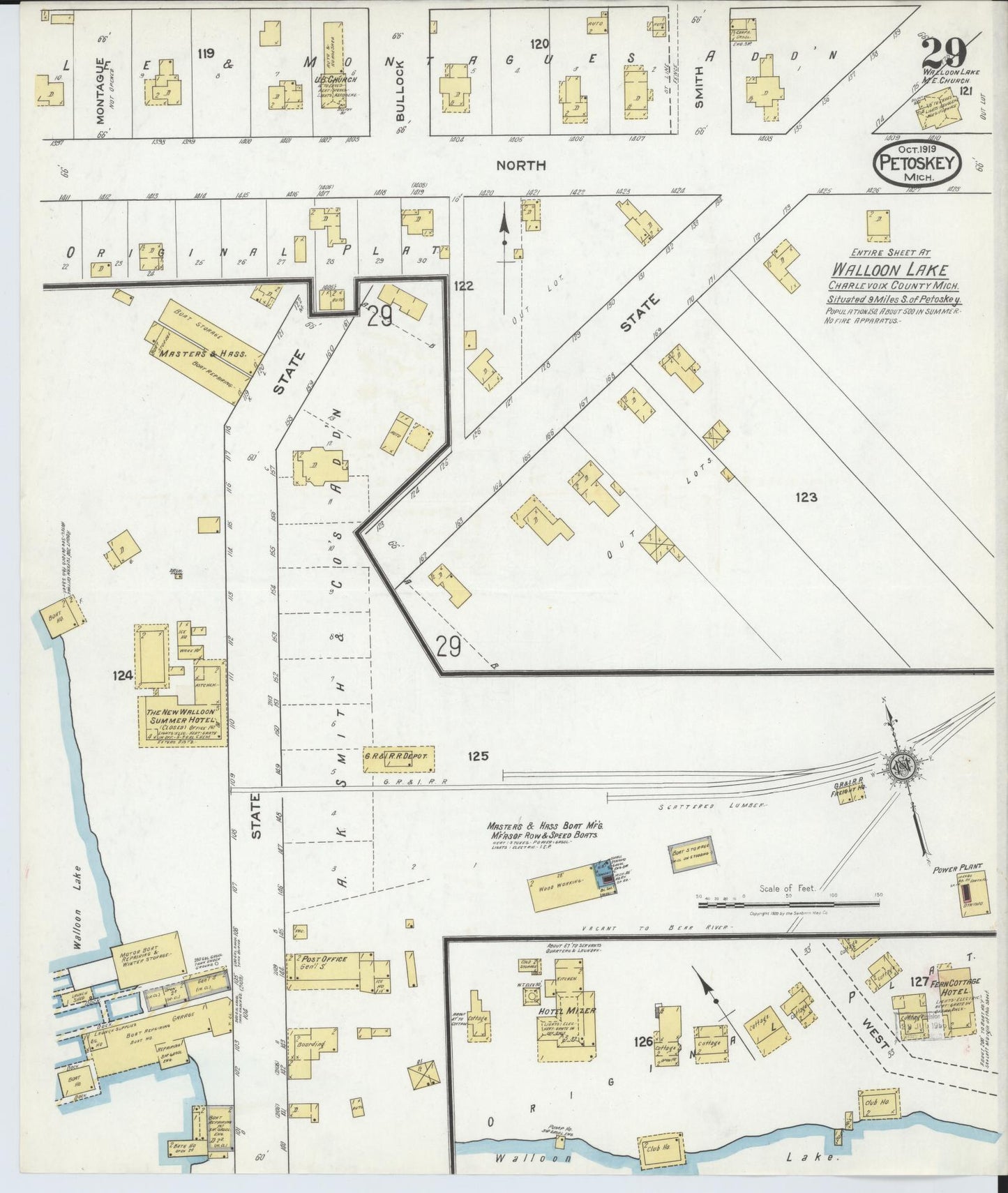 Sanborn Fire Insurance Map from Petoskey, Emmet County, Michigan (1919), Sheet #0029 - Complete Map Set gallery image, historic Sanborn map, vintage wall art, Michigan Michigan