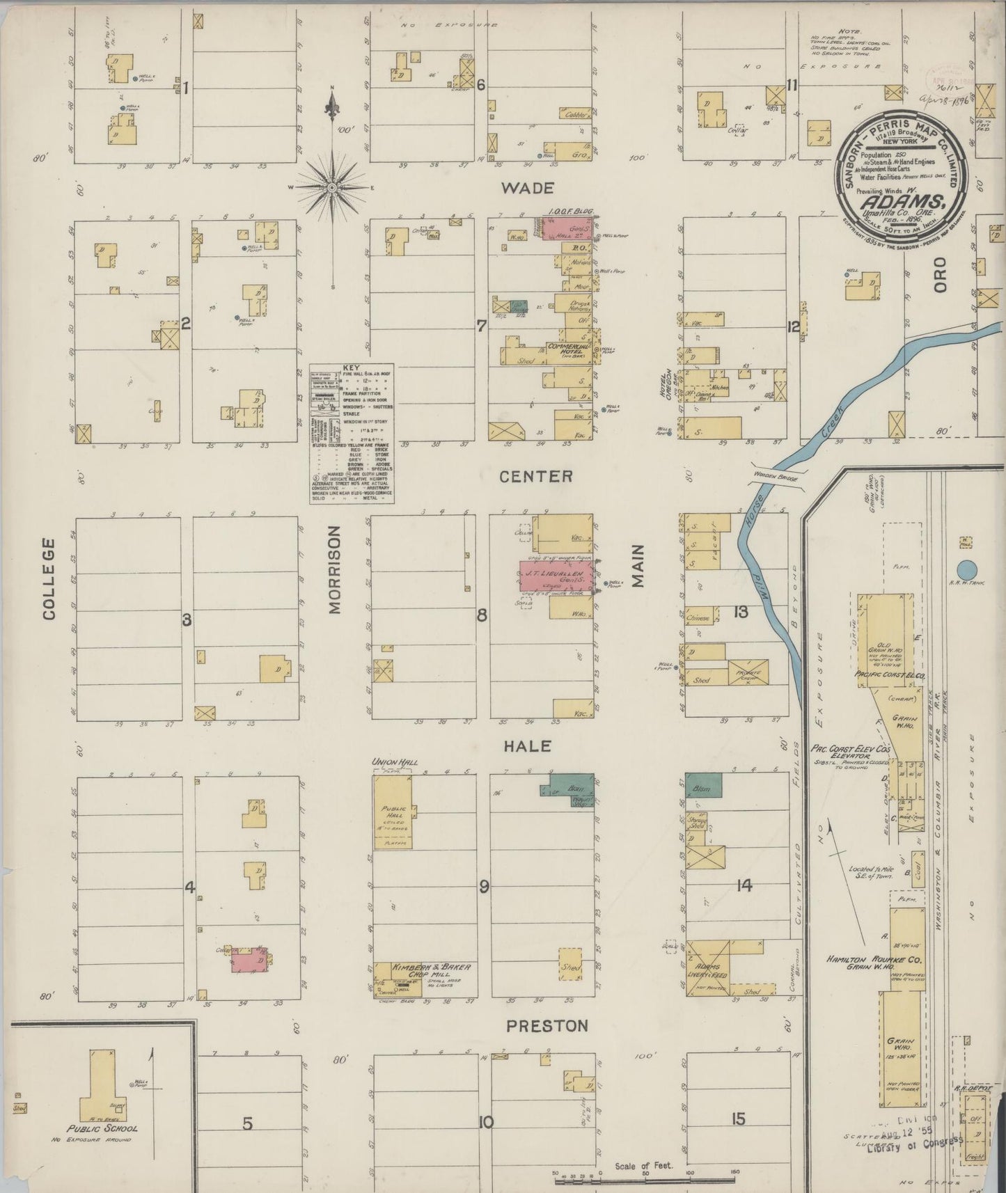 Sanborn Fire Insurance Map from Adams, Umatilla County, Oregon (1896), Sheet #0001 - Historic Sanborn Fire Insurance Map Print, vintage old map wall art, antique decor, genealogy gift, Oregon Oregon map