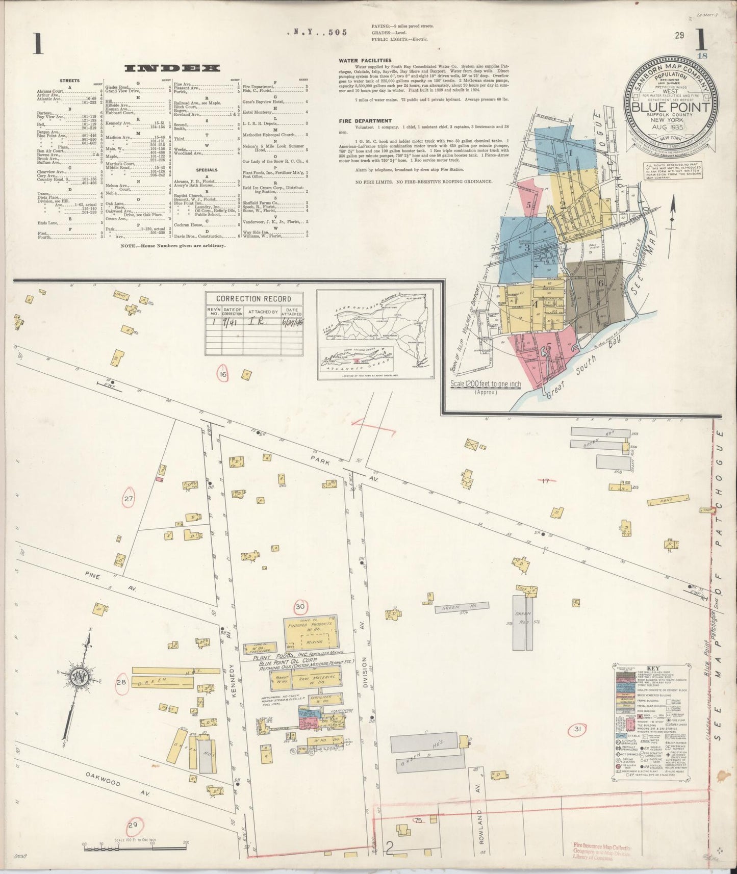 Sanborn Fire Insurance Map from Blue Point, Suffolk County, New York. (1941) – Historic Sanborn Fire Insurance Map Print