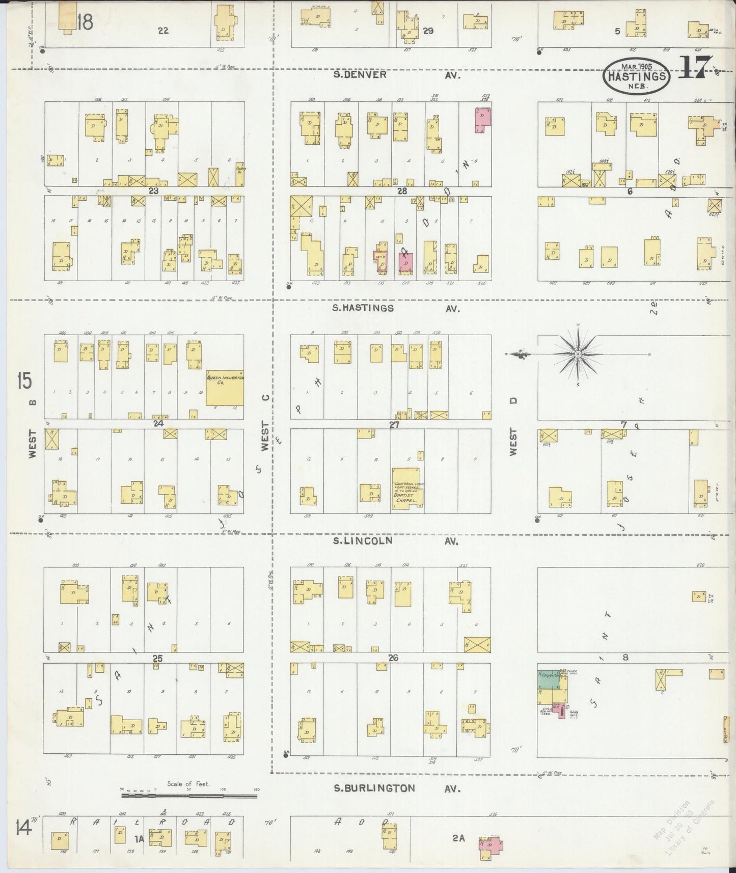Sanborn Fire Insurance Map from Hastings, Adams County, Nebraska (1905), Sheet #0017 - Historic Sanborn Fire Insurance Map Print, vintage old map wall art, antique decor, genealogy gift, Nebraska Nebraska map