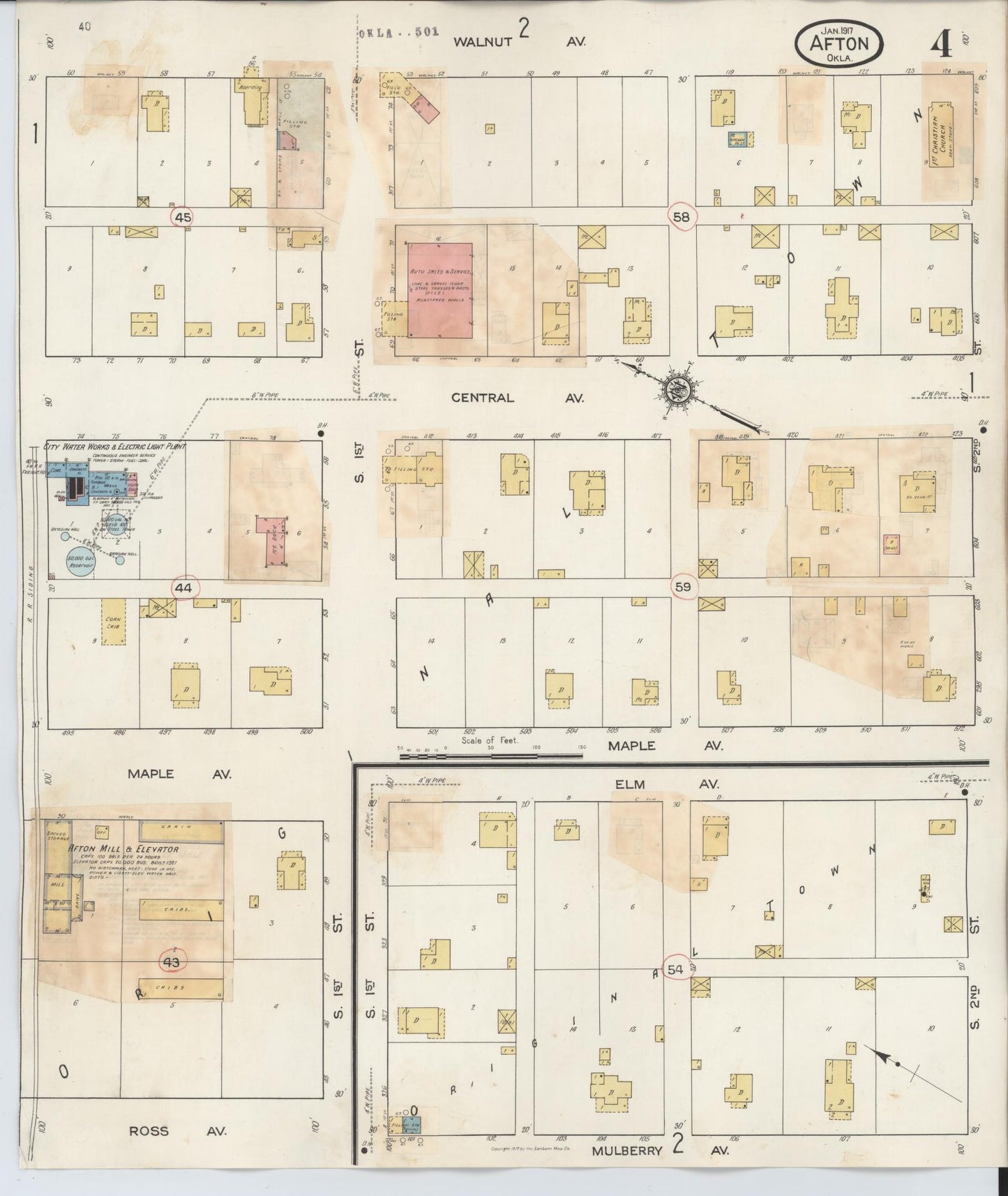 Sanborn Fire Insurance Map from Afton, Ottawa County, Oklahoma (1932), Sheet #0004 - Complete Map Set gallery image, historic Sanborn map, vintage wall art, Oklahoma Oklahoma