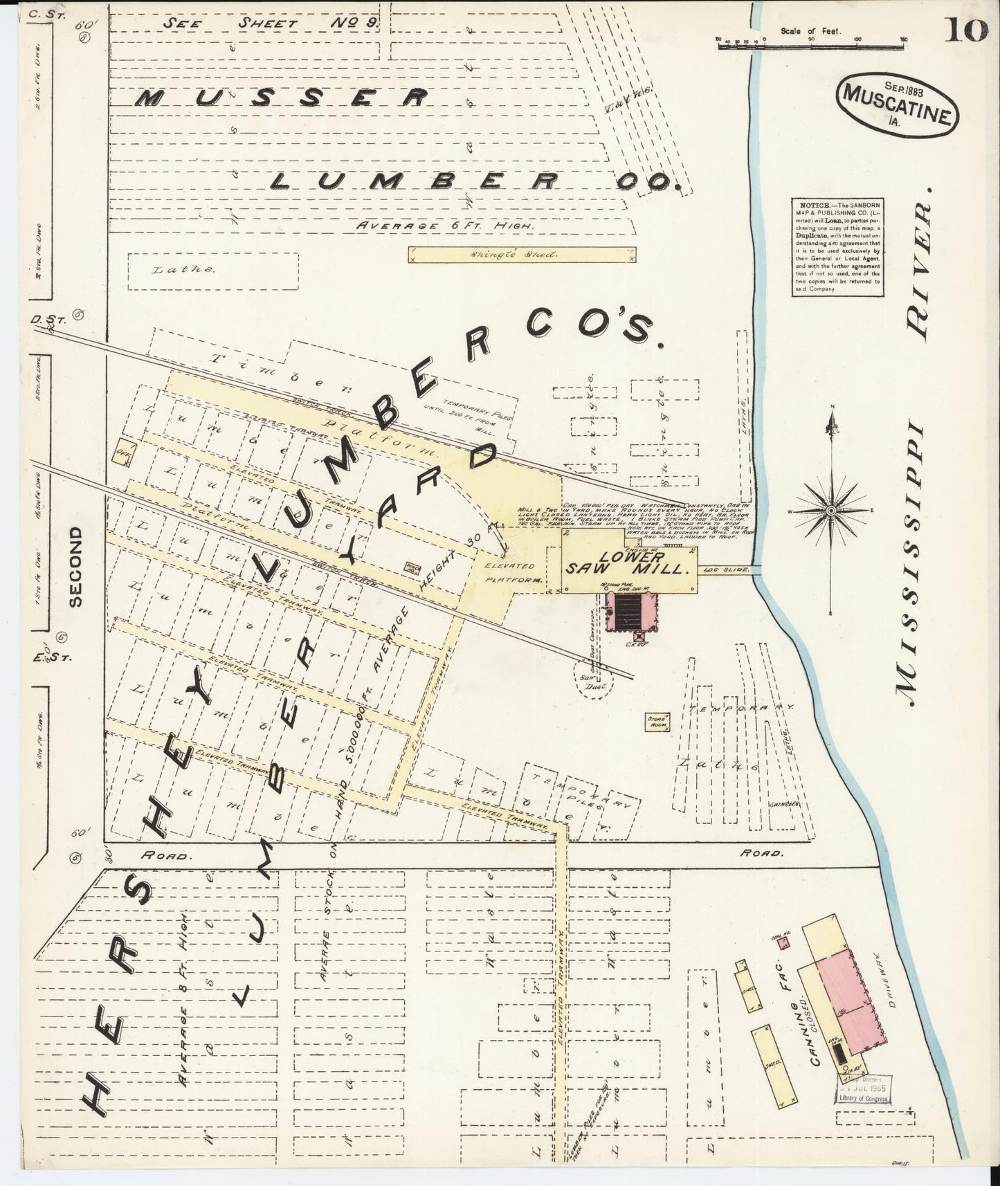 Sanborn Fire Insurance Map from Muscatine, Muscatine County, Iowa (1883), Sheet #0010 - Historic Sanborn Fire Insurance Map Print