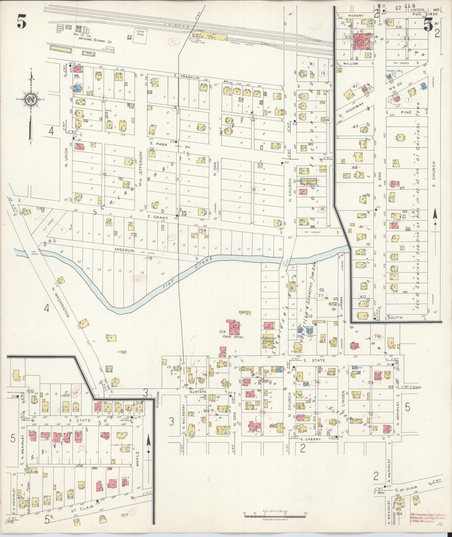 Sanborn Fire Insurance Map from Union, Franklin County, Missouri (1935), Sheet #0005 - Complete Map Set gallery image, historic Sanborn map, vintage wall art, Missouri Missouri