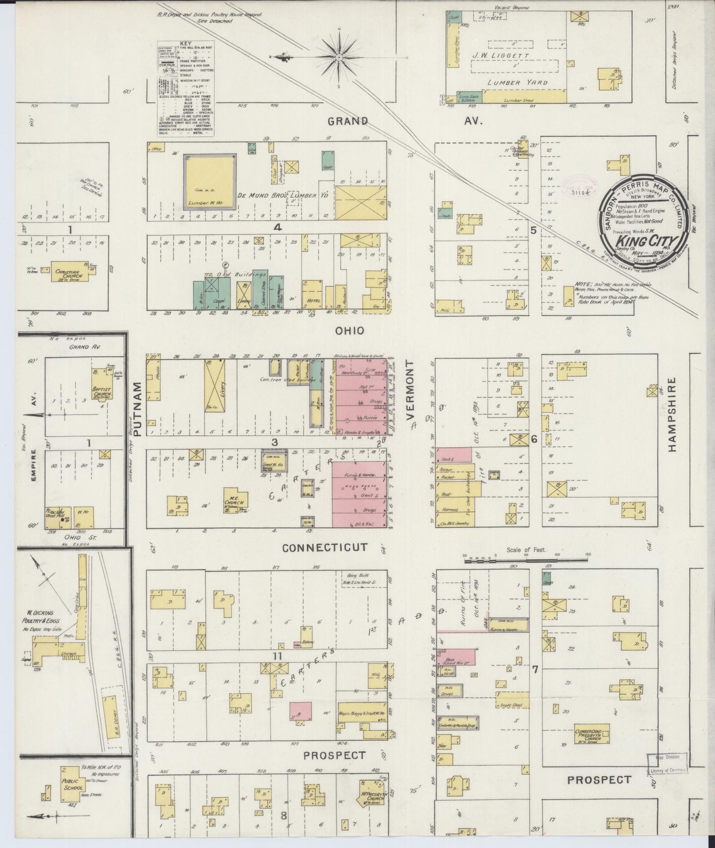 Sanborn Fire Insurance Map from King City, Gentry County, Missouri (1894), Sheet #0001 - Historic Sanborn Fire Insurance Map Print, vintage old map wall art, antique decor, genealogy gift, Missouri Missouri map