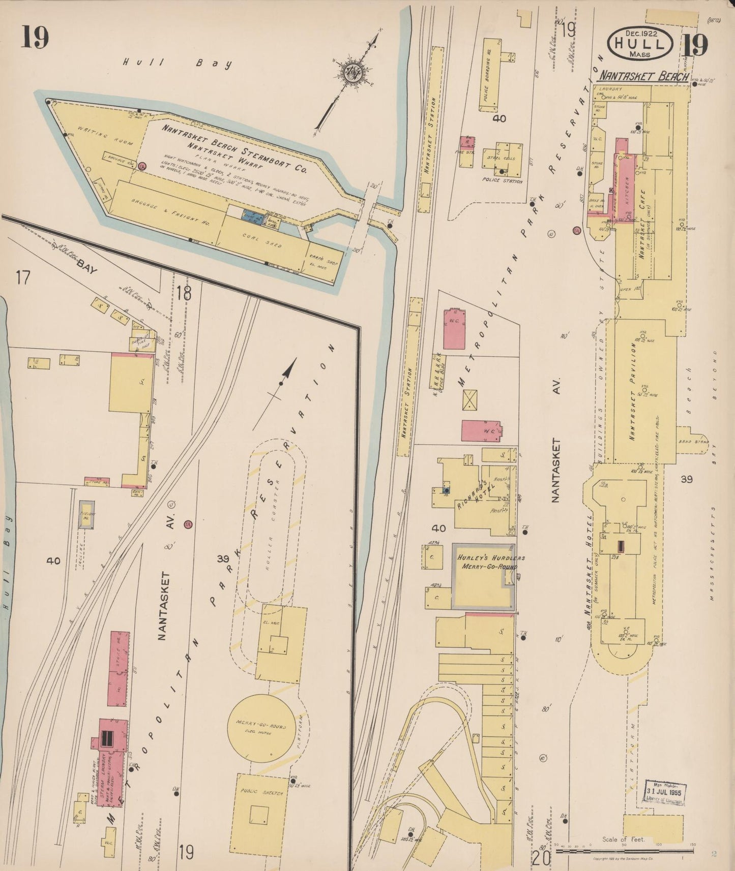 Sanborn Fire Insurance Map from Hull, Plymouth County, Massachusetts (1922), Sheet #0019 - Historic Sanborn Fire Insurance Map Print, vintage old map wall art, antique decor, genealogy gift, Massachusetts Massachusetts map