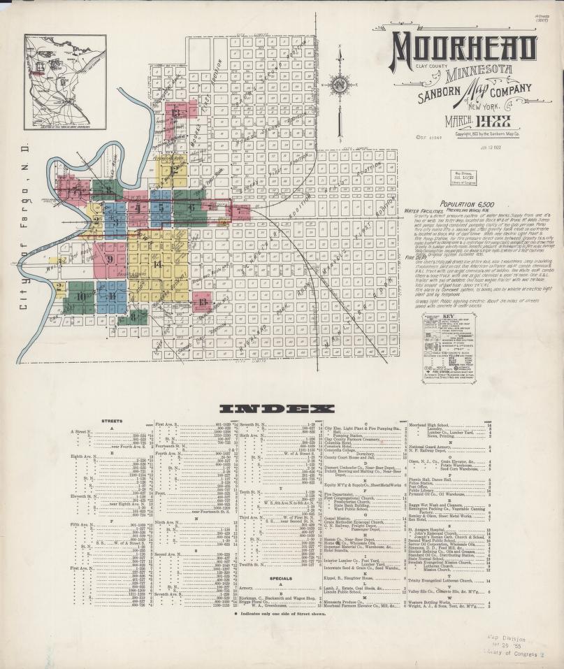Sanborn Fire Insurance Map from Moorhead, Clay County, Minnesota. (1922) – Map View