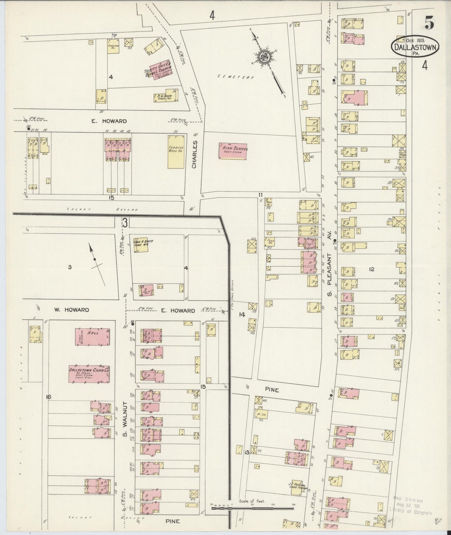 Sanborn Fire Insurance Map from Dallastown, York County, Pennsylvania (1913), Sheet #0005 - Historic Sanborn Fire Insurance Map Print, vintage old map wall art, antique decor, genealogy gift, Pennsylvania Pennsylvania map