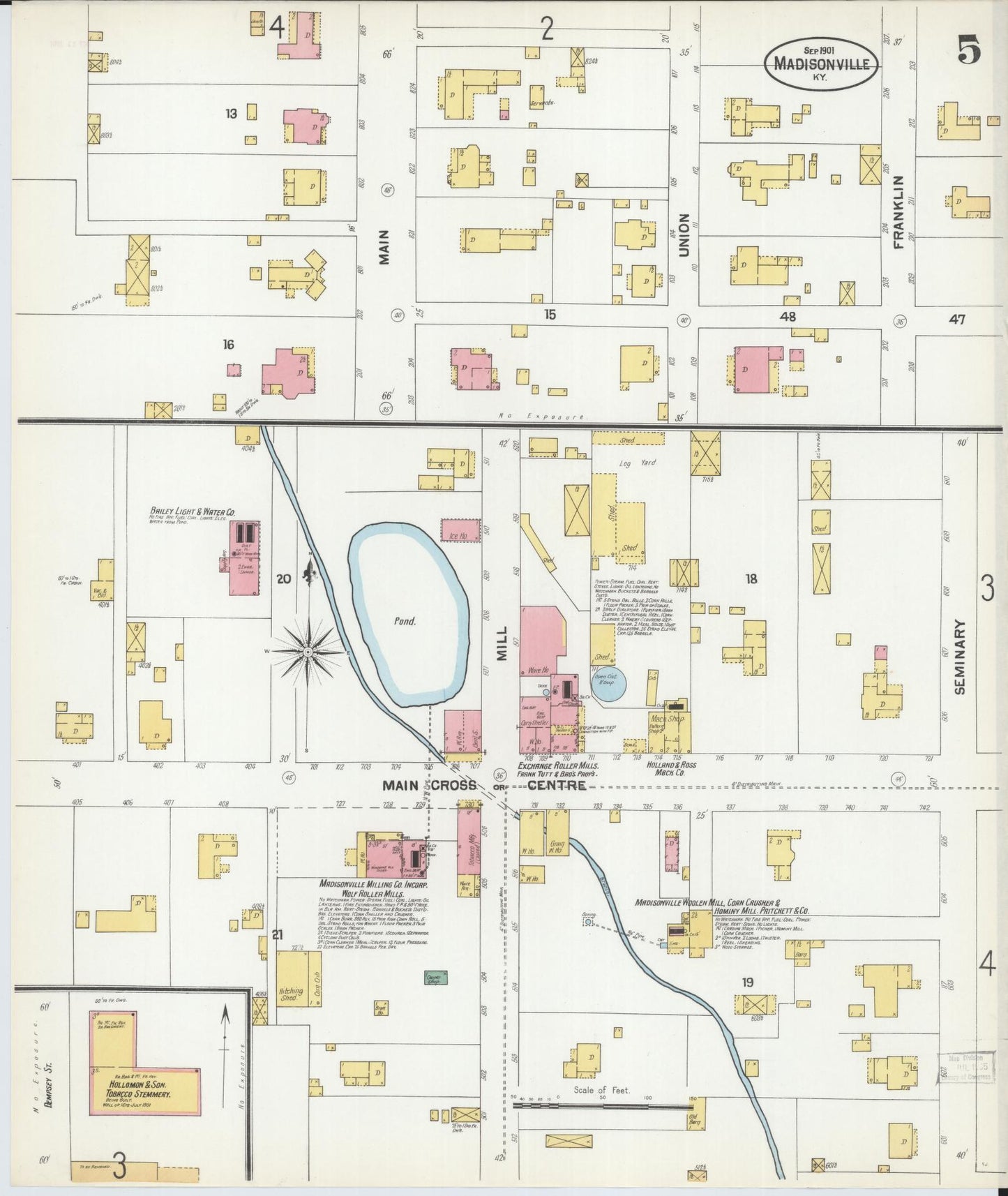 Sanborn Fire Insurance Map from Madisonville, Hopkins County, Kentucky (1901), Sheet #0005 - Complete Map Set gallery image, historic Sanborn map, vintage wall art, Kentucky Kentucky