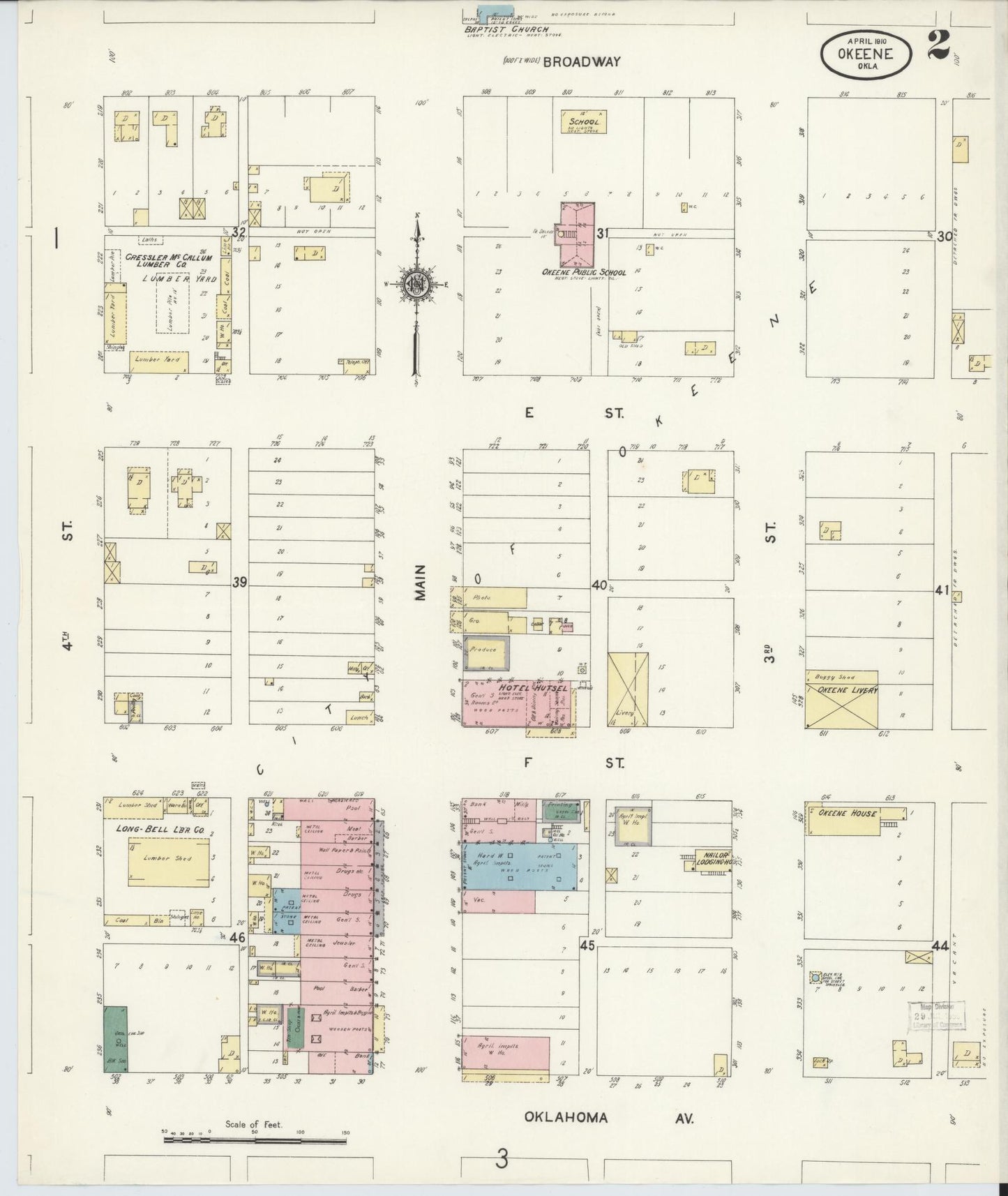 Sanborn Fire Insurance Map from Okeene, Blaine County, Oklahoma (1910), Sheet #0002 - Historic Sanborn Fire Insurance Map Print, vintage old map wall art, antique decor, genealogy gift, Oklahoma Oklahoma map