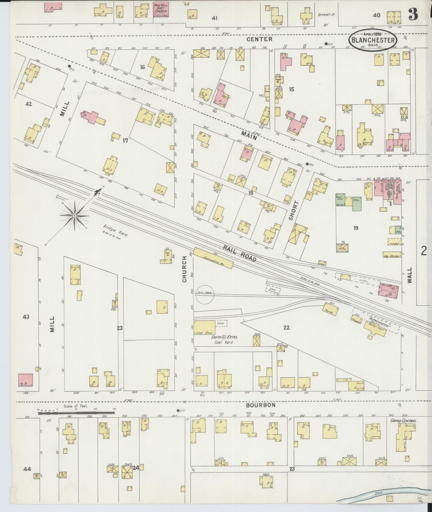Sanborn Fire Insurance Map from Blanchester, Clinton County, Ohio (1898), Sheet #0003 - Complete Map Set gallery image, historic Sanborn map, vintage wall art, Ohio Ohio