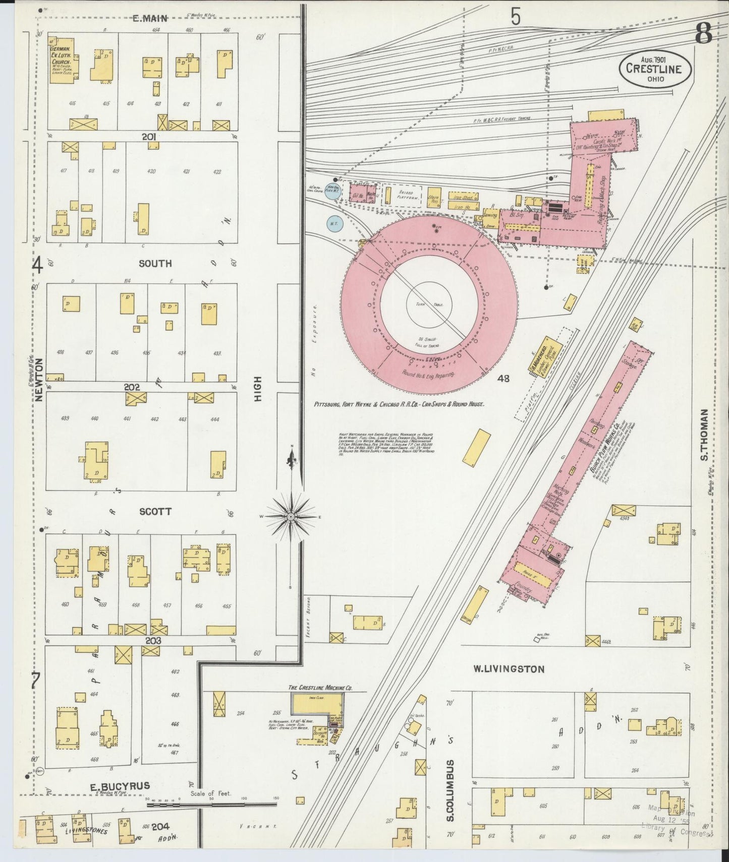Sanborn Fire Insurance Map from Crestline, Crawford County, Ohio (1901), Sheet #0008 - Complete Map Set gallery image, historic Sanborn map, vintage wall art, Ohio Ohio