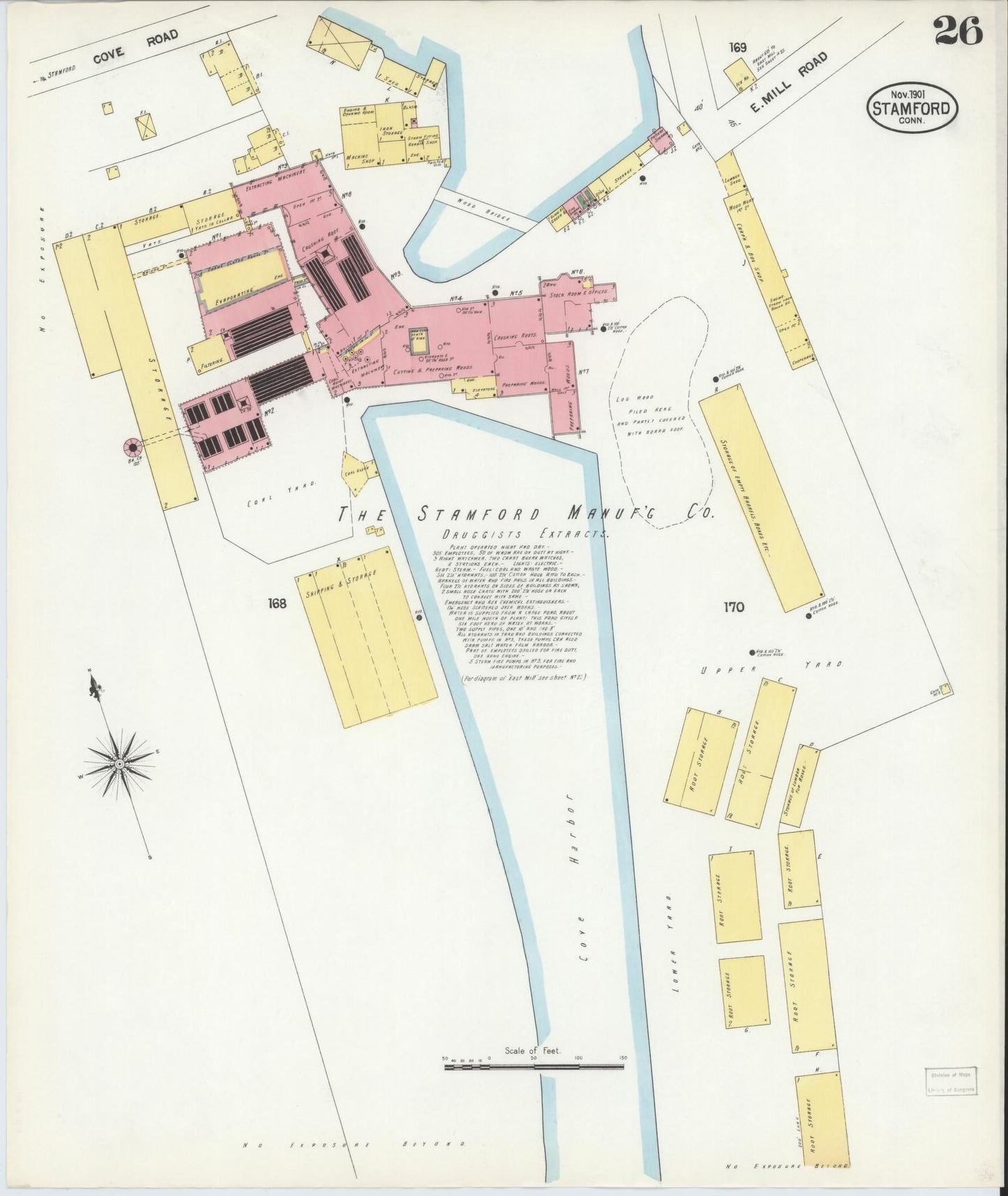 Sanborn Fire Insurance Map from Stamford, Fairfield County, Connecticut (1901), Sheet #0026 - Historic Sanborn Fire Insurance Map Print, vintage old map wall art, antique decor, genealogy gift, Connecticut Connecticut map