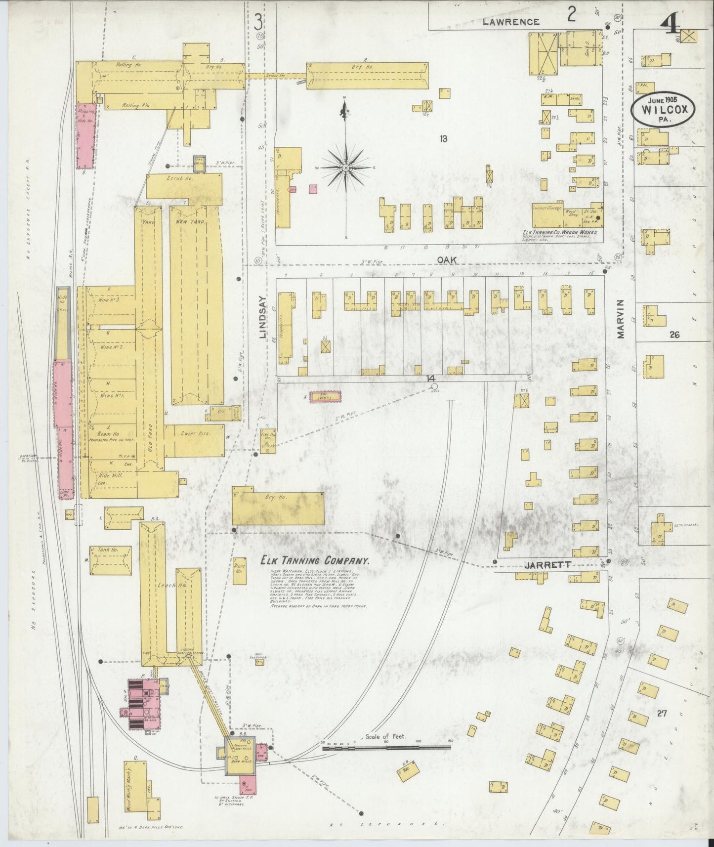 Sanborn Fire Insurance Map from Wilcox, Elk County, Pennsylvania (1905), Sheet #0004 - Complete Map Set gallery image, historic Sanborn map, vintage wall art, Pennsylvania Pennsylvania