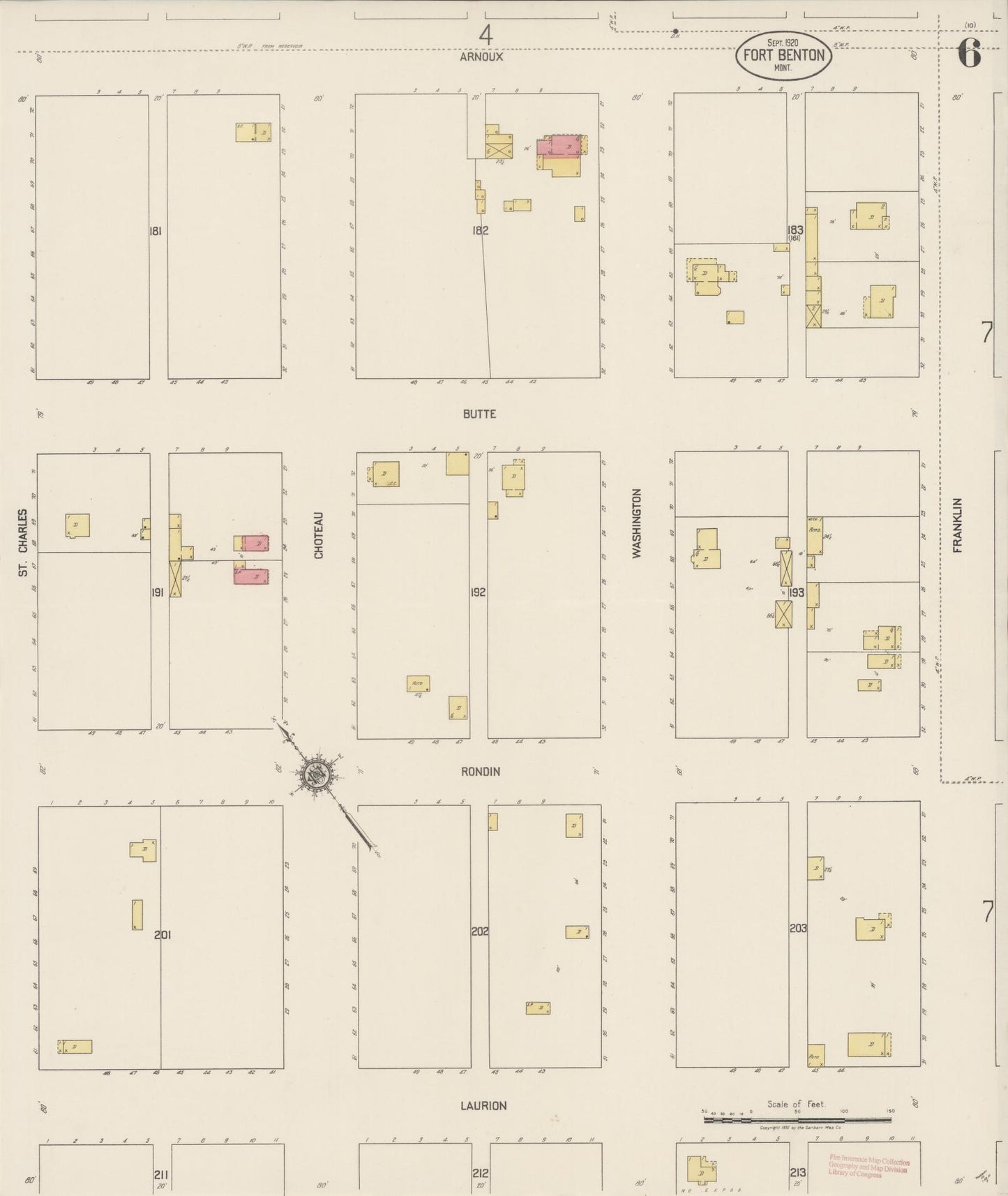 Sanborn Fire Insurance Map from Fort Benton, Chouteau County, Montana (1920), Sheet #0006 - Historic Sanborn Fire Insurance Map Print, vintage old map wall art, antique decor, genealogy gift, Montana Montana map