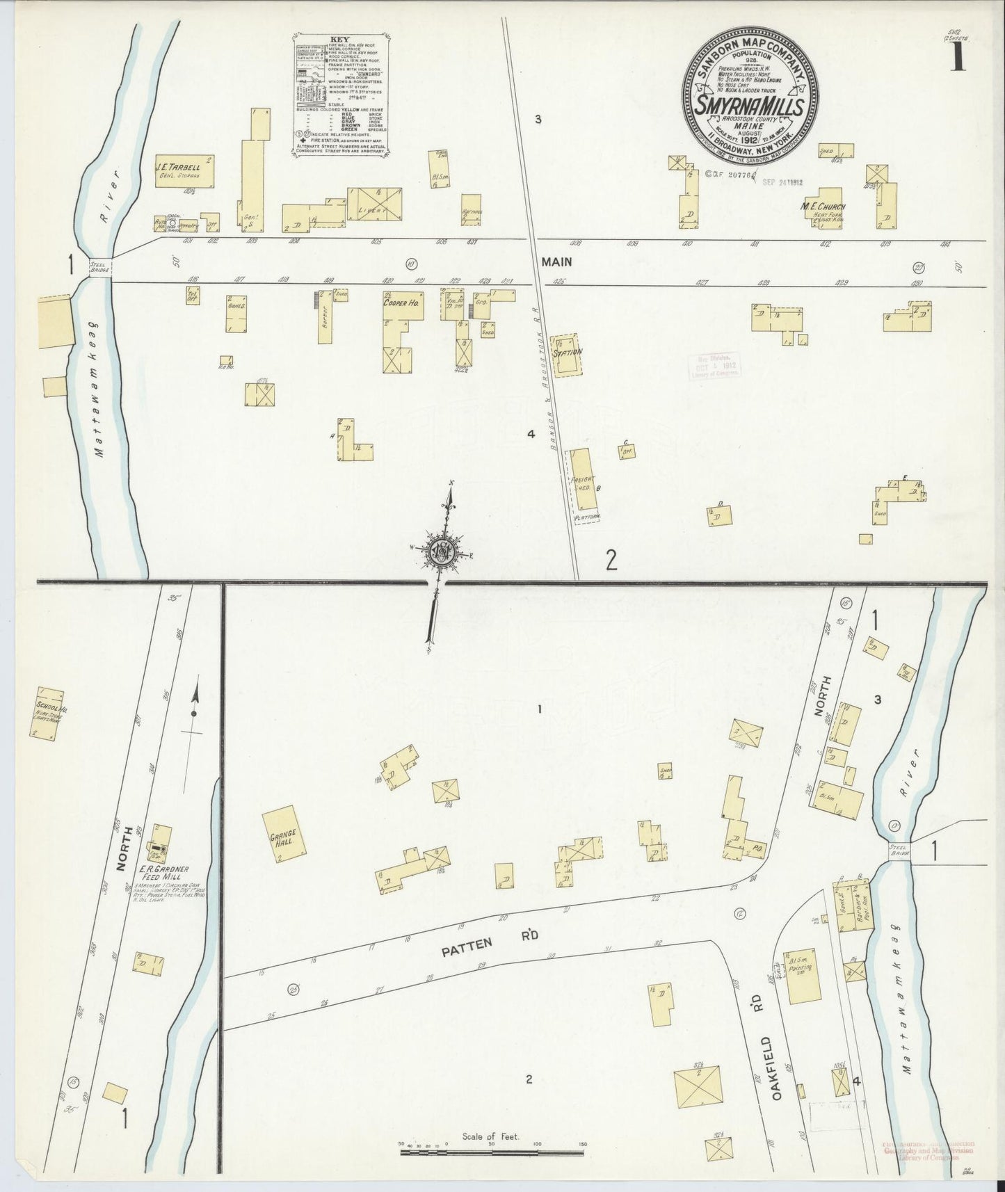 Sanborn Fire Insurance Map from Smyrna Mills, Aroostook County, Maine. (1912) – Historic Sanborn Fire Insurance Map Print