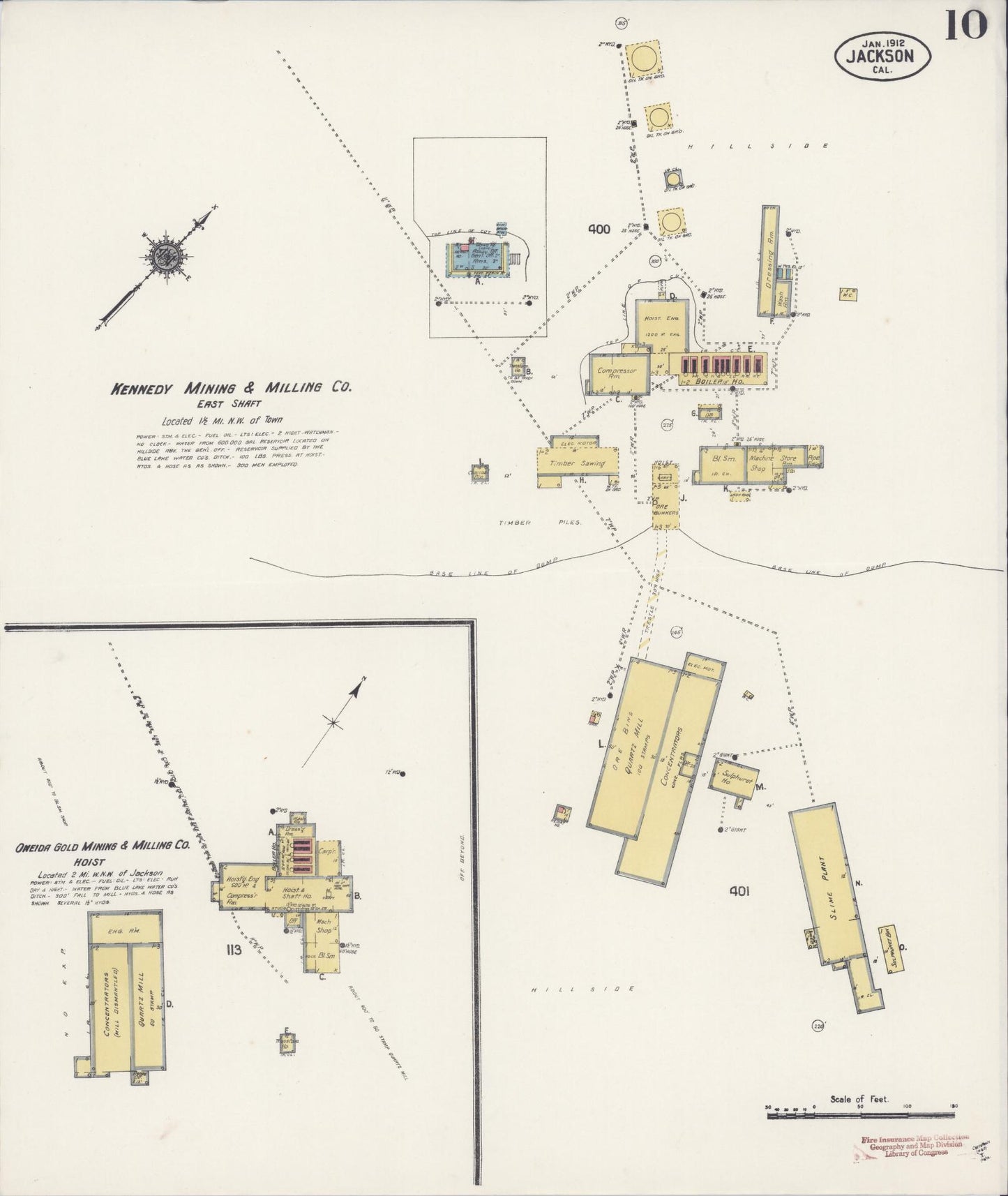 Sanborn Fire Insurance Map from Jackson, Amador County, California (1912), Sheet #0010 - Historic Sanborn Fire Insurance Map Print, vintage old map wall art, antique decor, genealogy gift, California California map