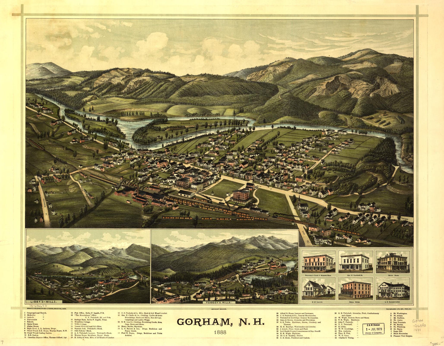 Gorham, N.H. 1888. (1888) – Historic Bird’s-Eye View Panorama Print