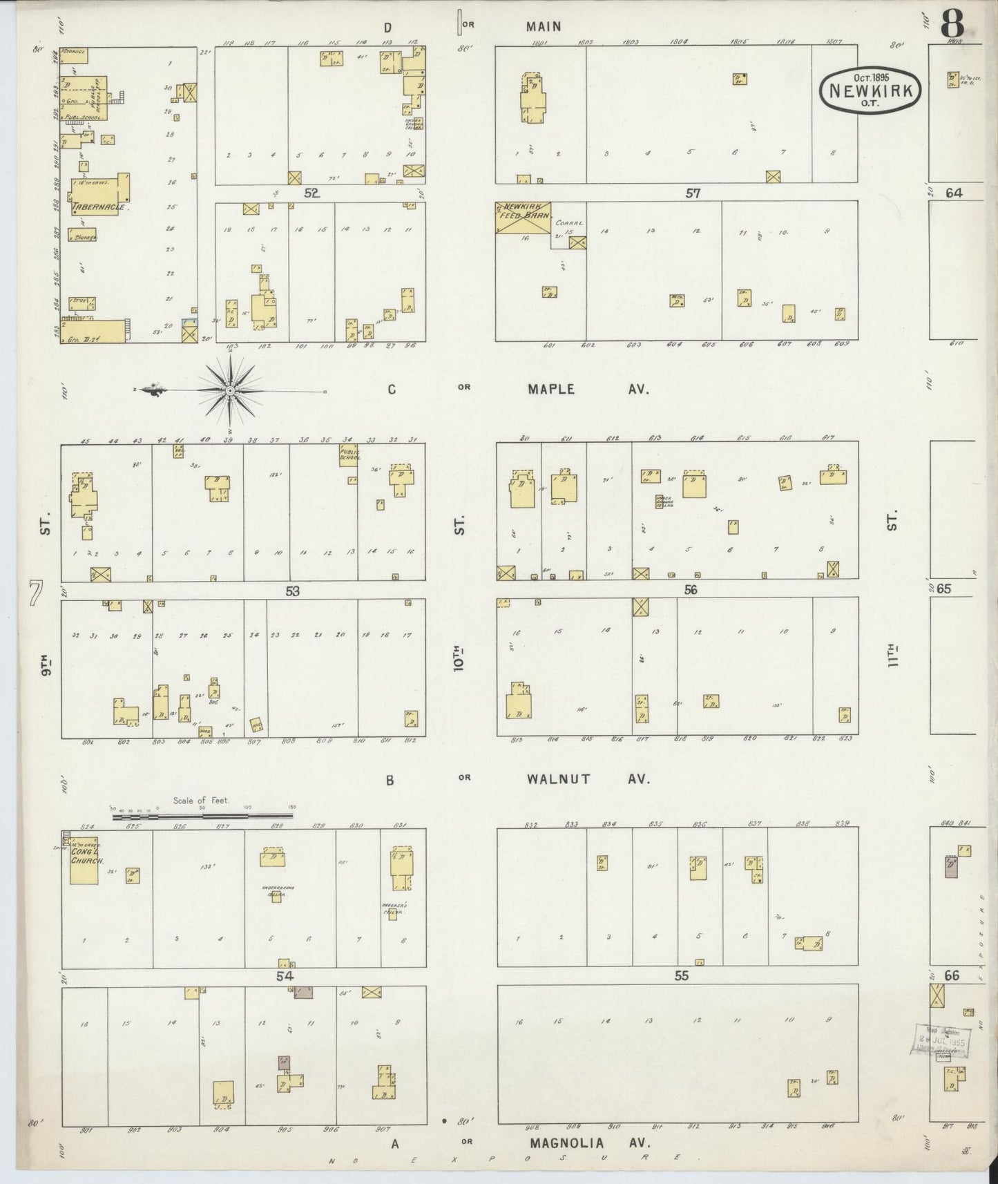 Sanborn Fire Insurance Map from Newkirk, Kay County, Oklahoma (1895), Sheet #0008 - Complete Map Set gallery image, historic Sanborn map, vintage wall art, Oklahoma Oklahoma