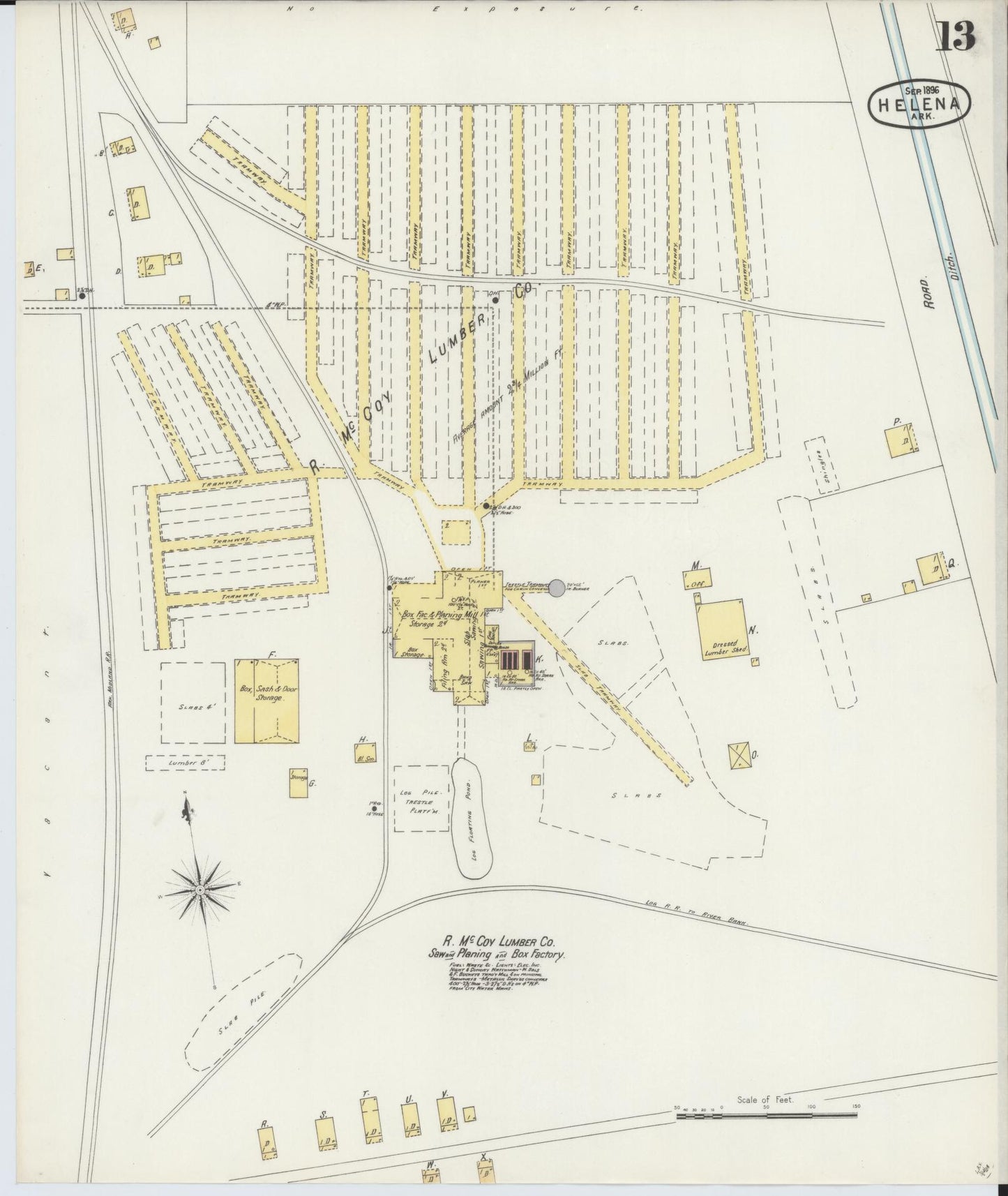 Sanborn Fire Insurance Map from Helena, Phillips County, Arkansas (1896), Sheet #0013 - Complete Map Set gallery image, historic Sanborn map, vintage wall art, Arkansas Arkansas