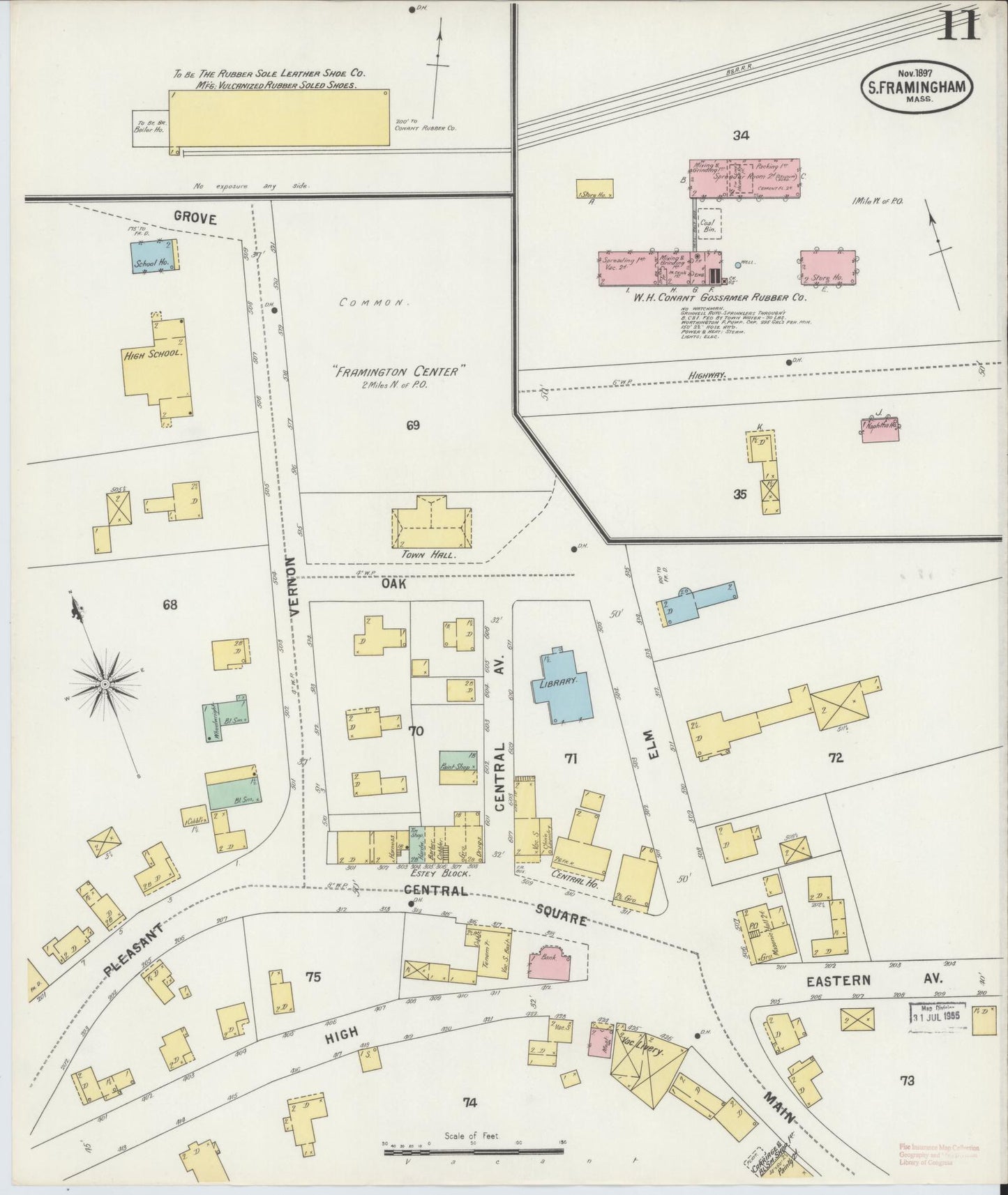 Sanborn Fire Insurance Map from South Farmington, Middlesex County, Massachusetts (1897), Sheet #0011 - Historic Sanborn Fire Insurance Map Print, vintage old map wall art, antique decor, genealogy gift, Massachusetts Massachusetts map