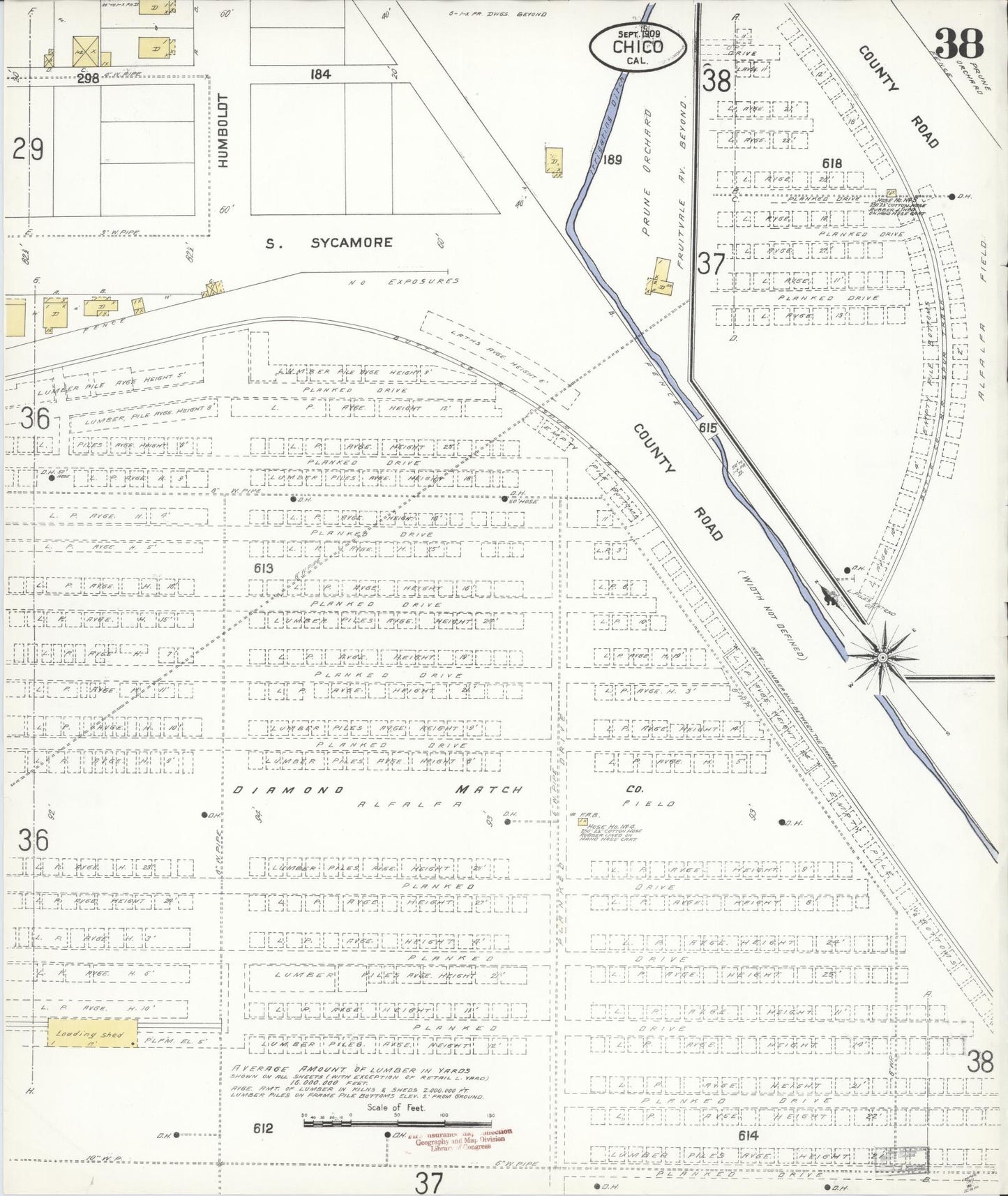 Sanborn Fire Insurance Map from Chico, Butte County, California (1909), Sheet #0038 - Complete Map Set gallery image, historic Sanborn map, vintage wall art, California California