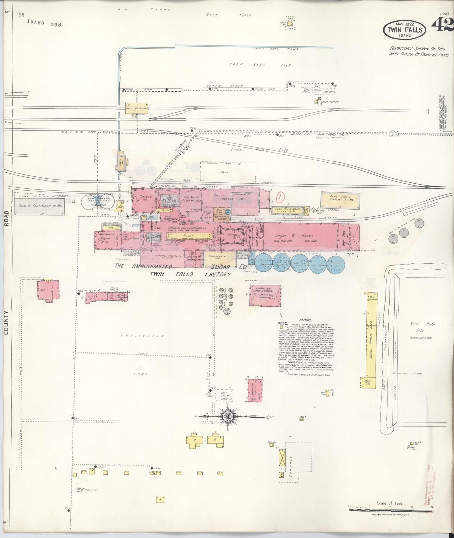 Sanborn Fire Insurance Map from Twin Falls, Twin Falls County, Idaho (1949), Sheet #0042 - Historic Sanborn Fire Insurance Map Print, vintage old map wall art, antique decor, genealogy gift, Falls Idaho map