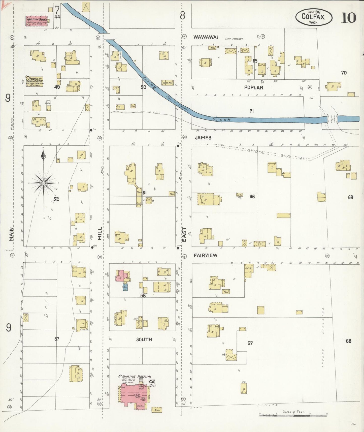 Sanborn Fire Insurance Map from Colfax, Whitman County, Washington (1902), Sheet #0010 - Complete Map Set gallery image, historic Sanborn map, vintage wall art, Washington Washington