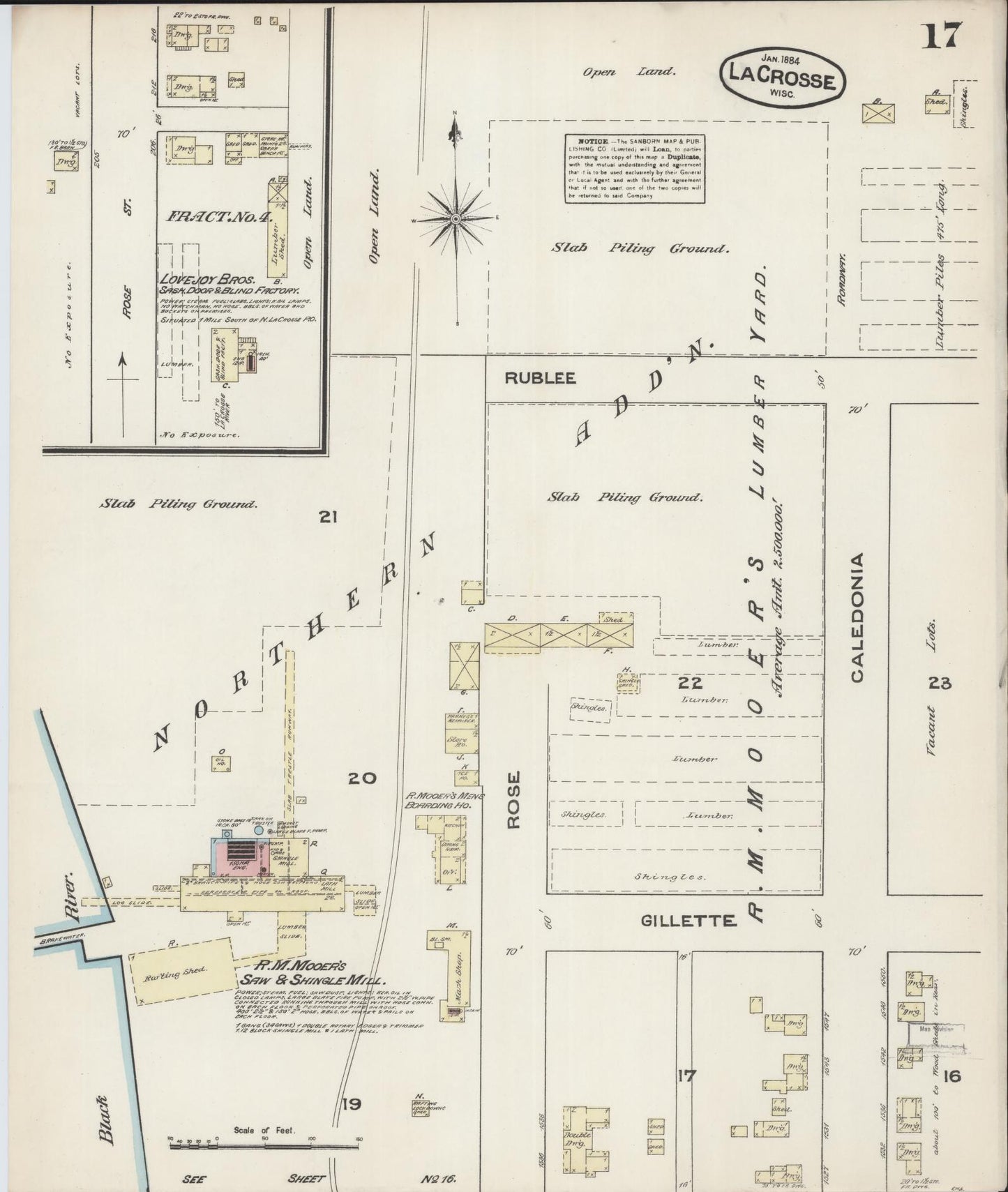 Sanborn Fire Insurance Map from La Crosse, La Crosse County, Wisconsin (1884), Sheet #0017 - Complete Map Set gallery image, historic Sanborn map, vintage wall art, Wisconsin Wisconsin