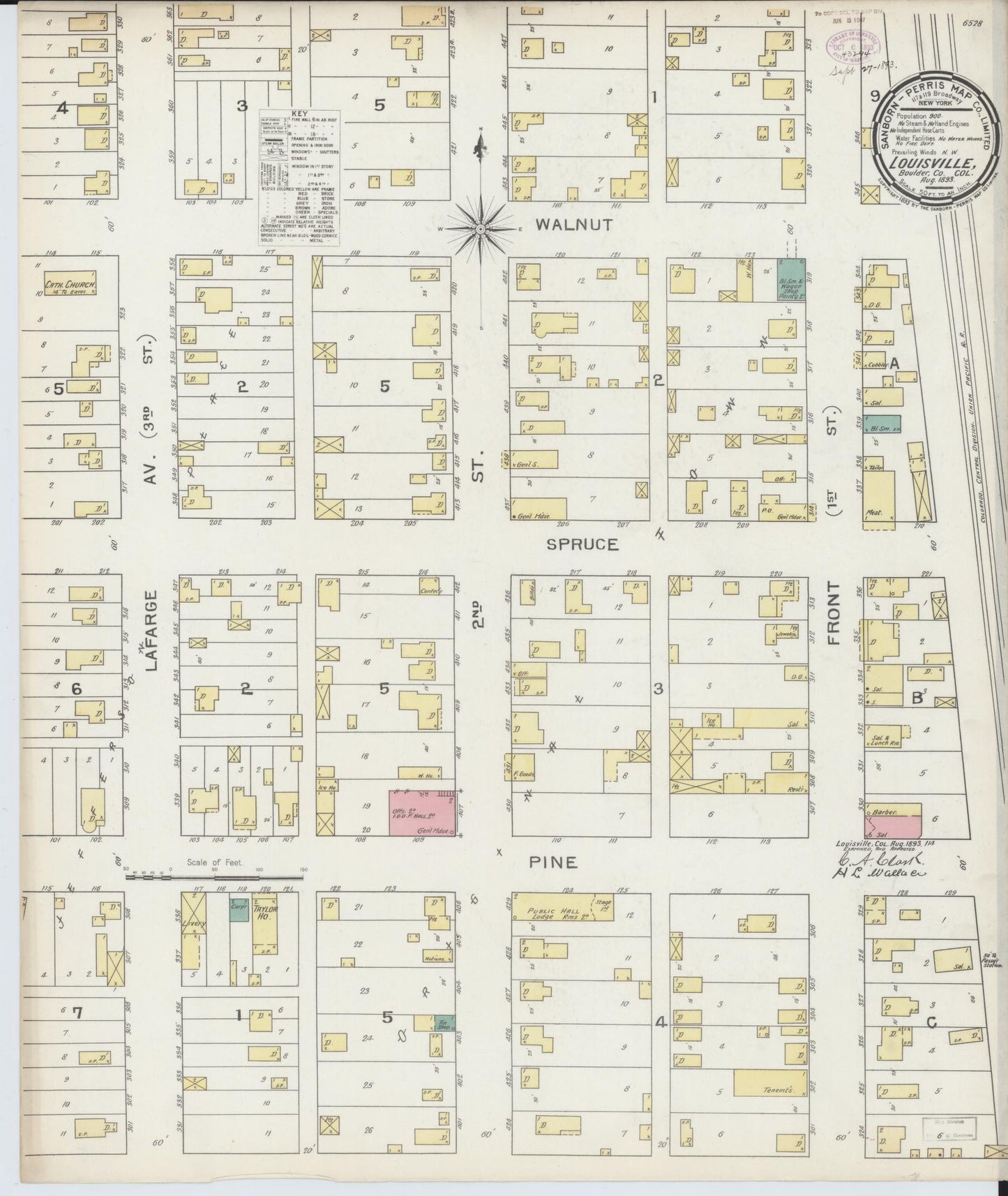 Sanborn Fire Insurance Map from Louisville, Boulder County, Colorado (1893), Sheet #0001 - Historic Sanborn Fire Insurance Map Print, vintage old map wall art, antique decor, genealogy gift, Colorado Colorado map