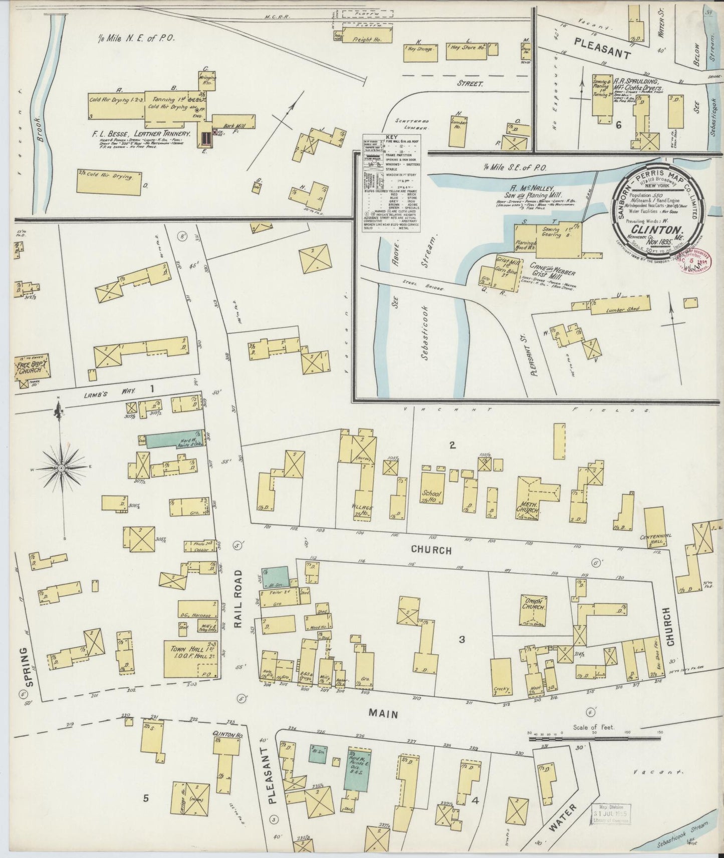 Sanborn Fire Insurance Map from Clinton, Kennebec County, Maine. (1895) – Historic Sanborn Fire Insurance Map Print