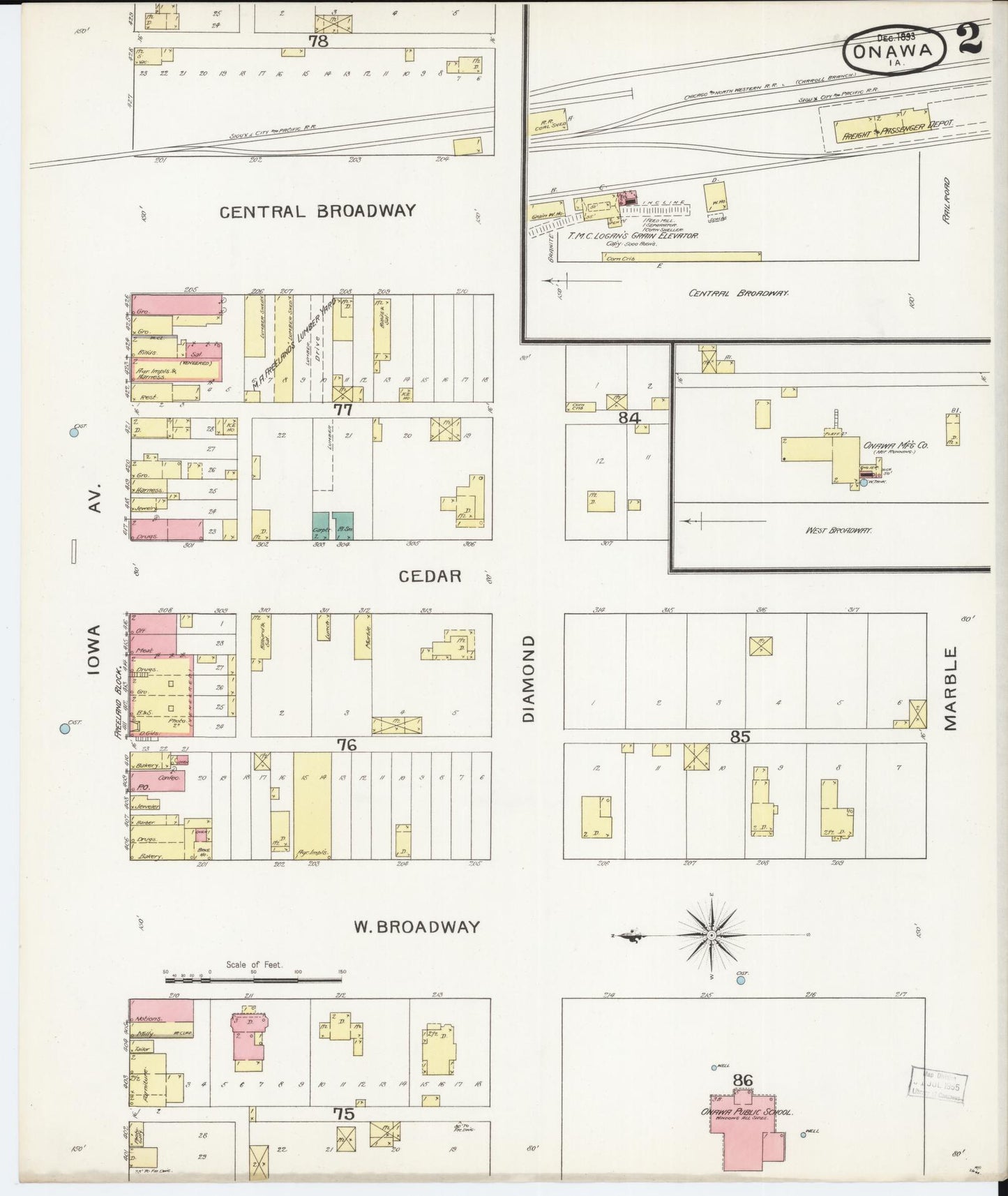 Sanborn Fire Insurance Map from Onawa, Monona County, Iowa (1893), Sheet #0002 - Historic Sanborn Fire Insurance Map Print