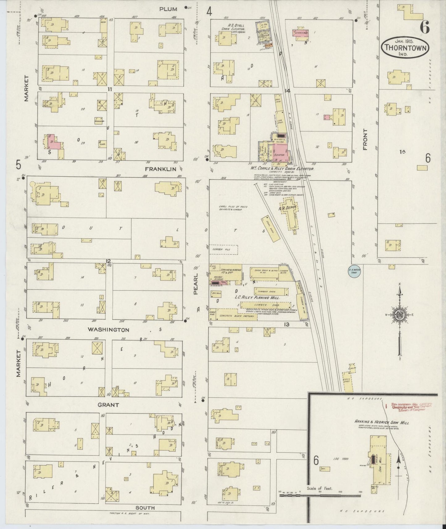 Sanborn Fire Insurance Map from Thorntown, Boone County, Indiana (1915), Sheet #0006 - Complete Map Set gallery image, historic Sanborn map, vintage wall art, Indiana Indiana