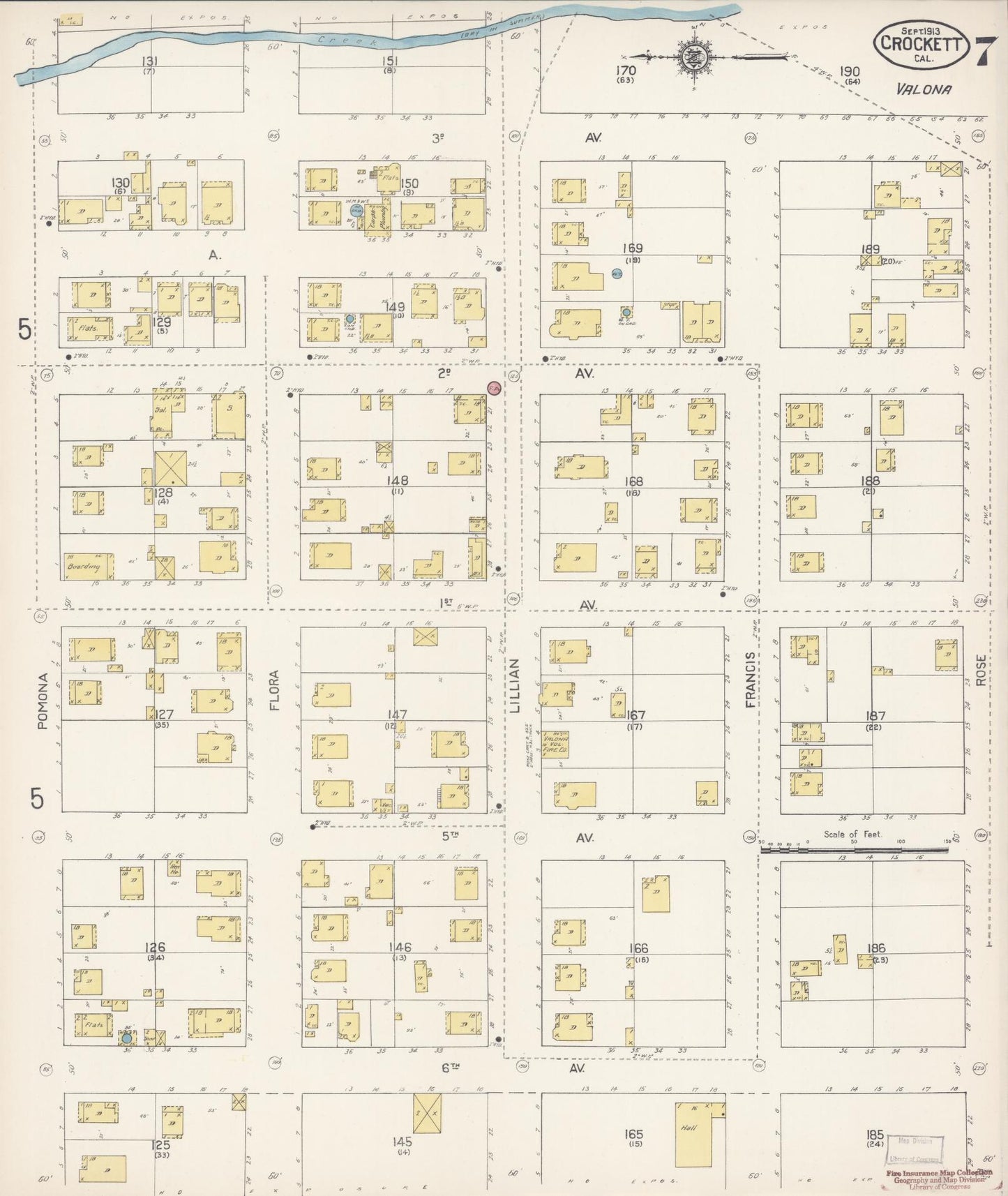 Sanborn Fire Insurance Map from Crockett, Contra Costa County, California (1913), Sheet #0007 - Historic Sanborn Fire Insurance Map Print, vintage old map wall art, antique decor, genealogy gift, California California map