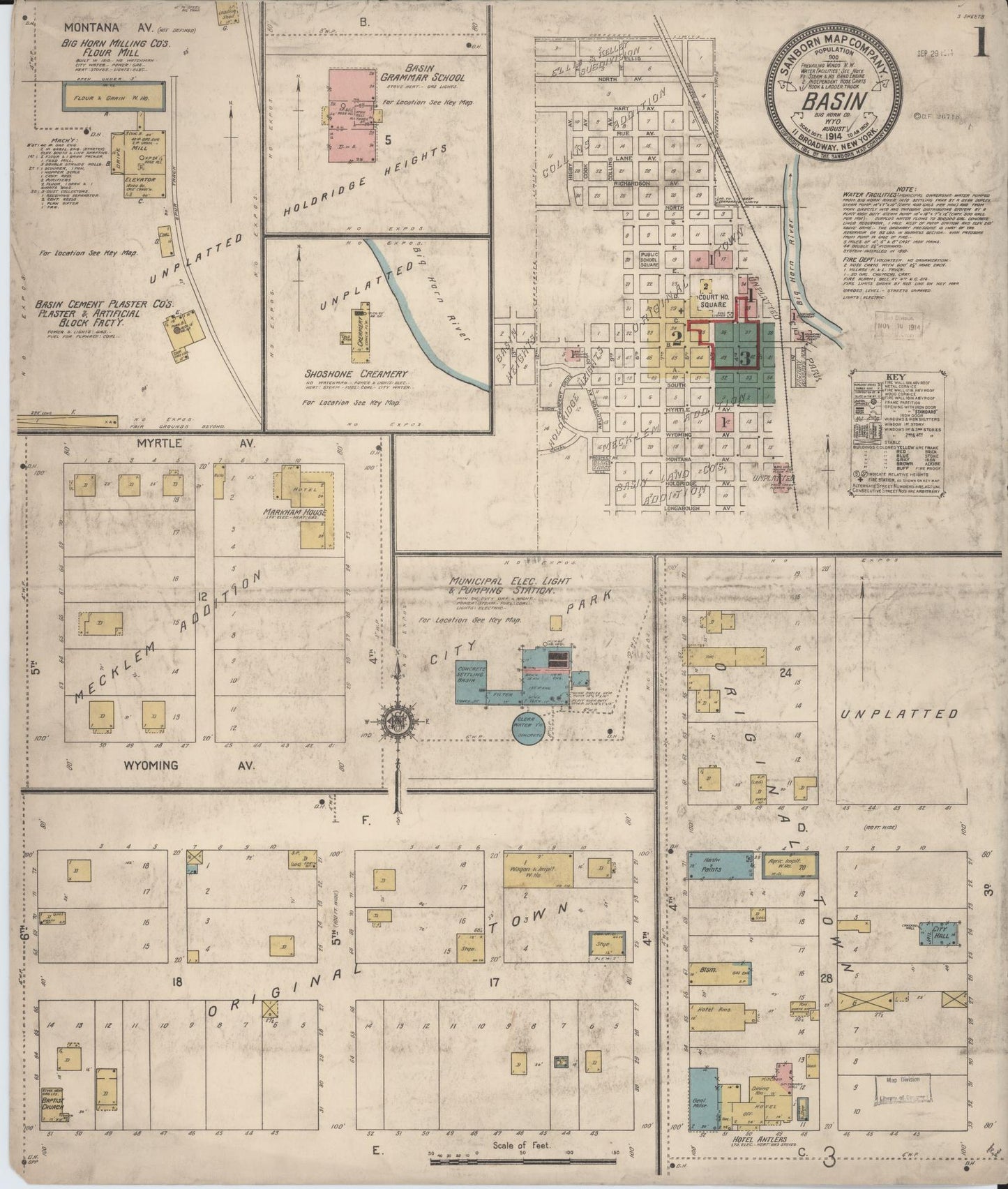 Sanborn Fire Insurance Map from Basin, Big Horn County, Wyoming. (1914) – Historic Sanborn Fire Insurance Map Print