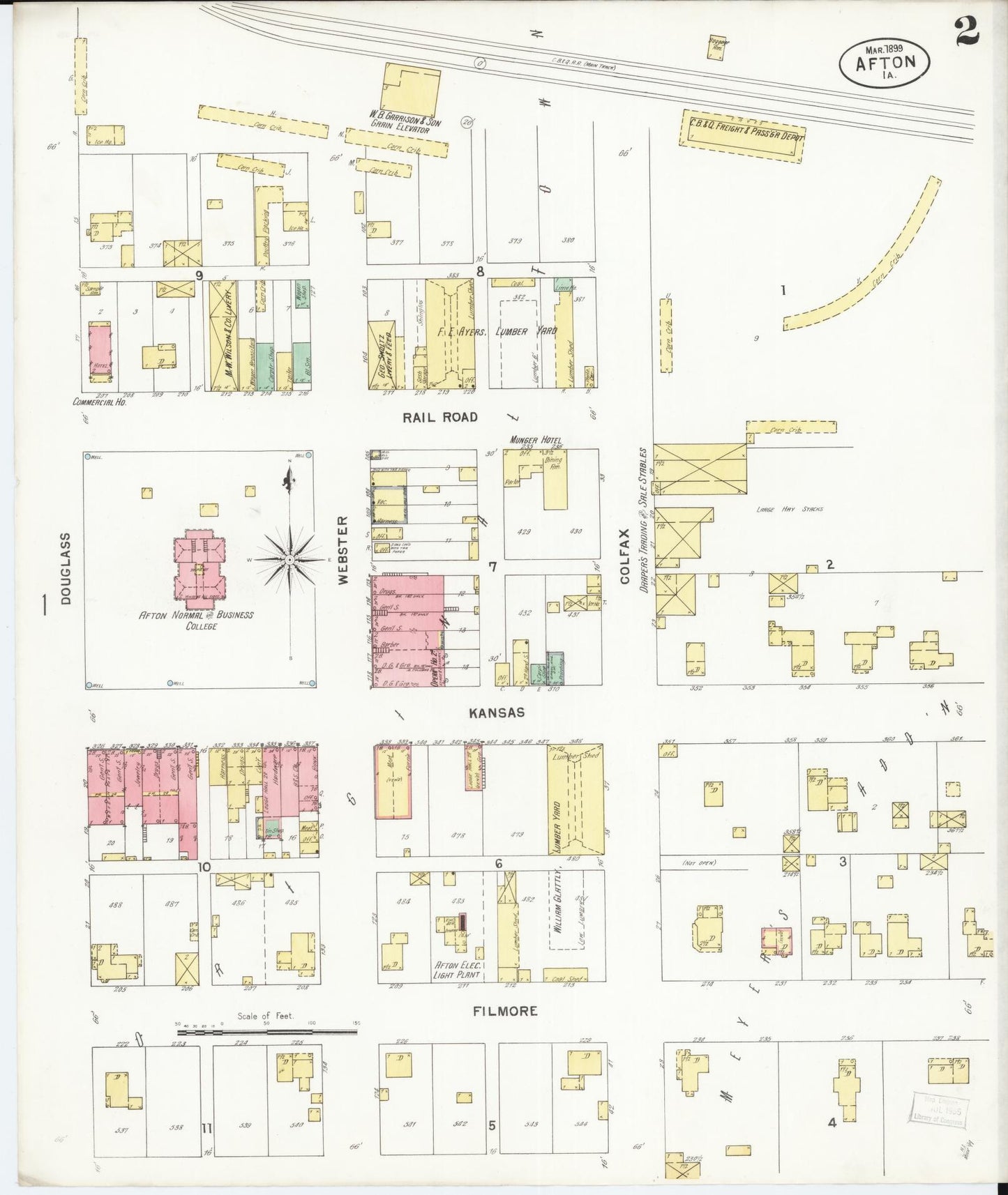 Sanborn Fire Insurance Map from Afton, Union County, Iowa (1899), Sheet #0002 - Historic Sanborn Fire Insurance Map Print, vintage old map wall art