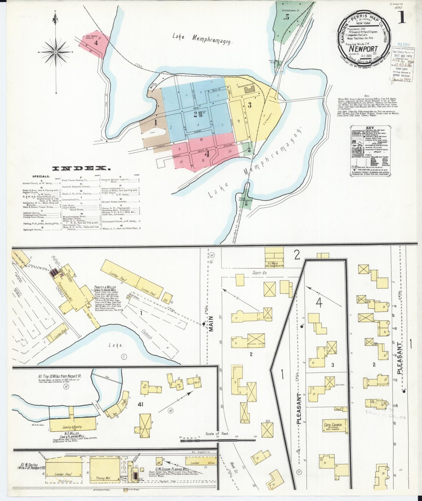 Sanborn Fire Insurance Map from Newport, Orleans County, Vermont. (1900) – Historic Sanborn Fire Insurance Map Print